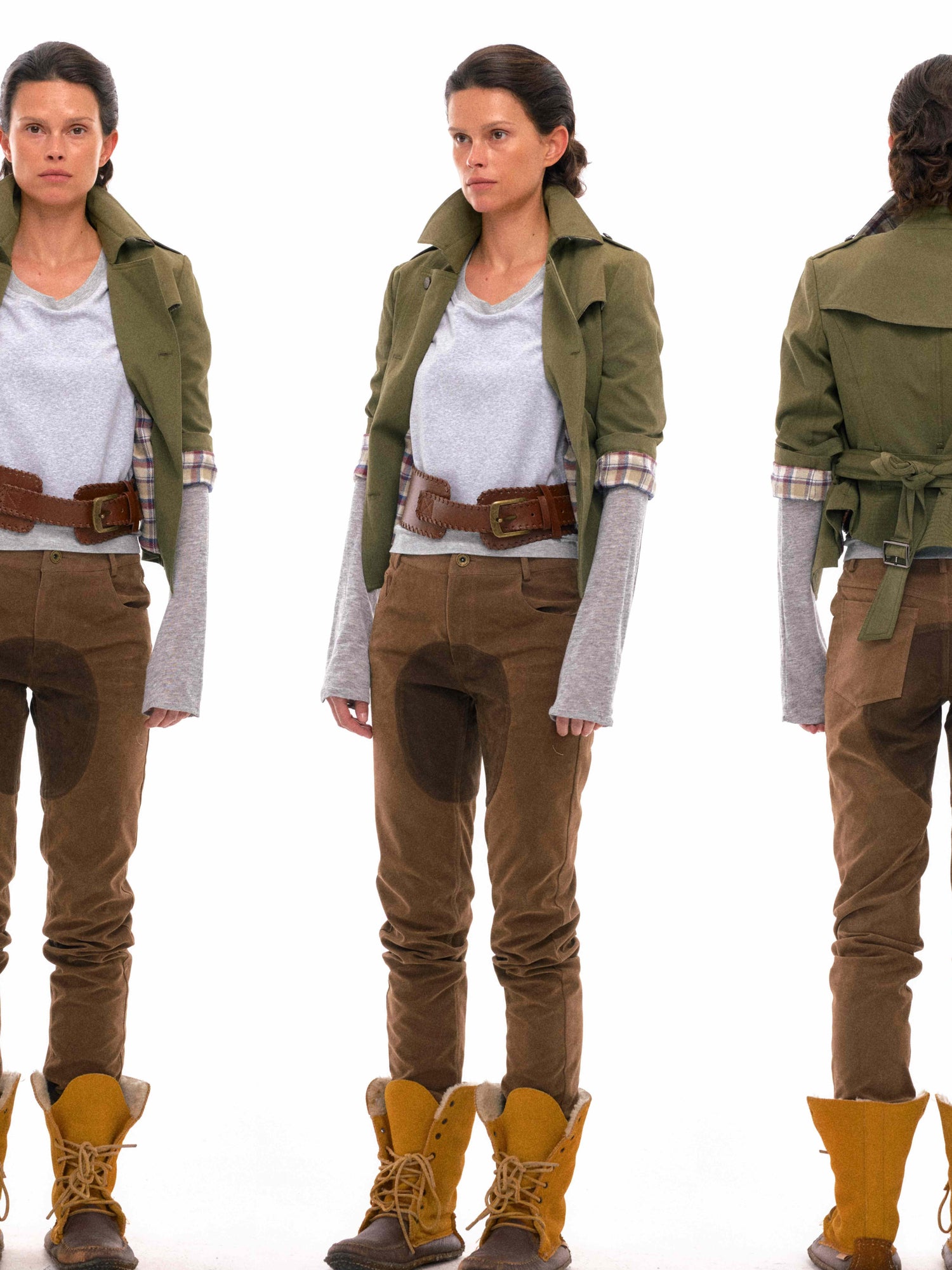 NyDkyel Double Breasted Trench Coat With Check Lining And Adjustable Belt