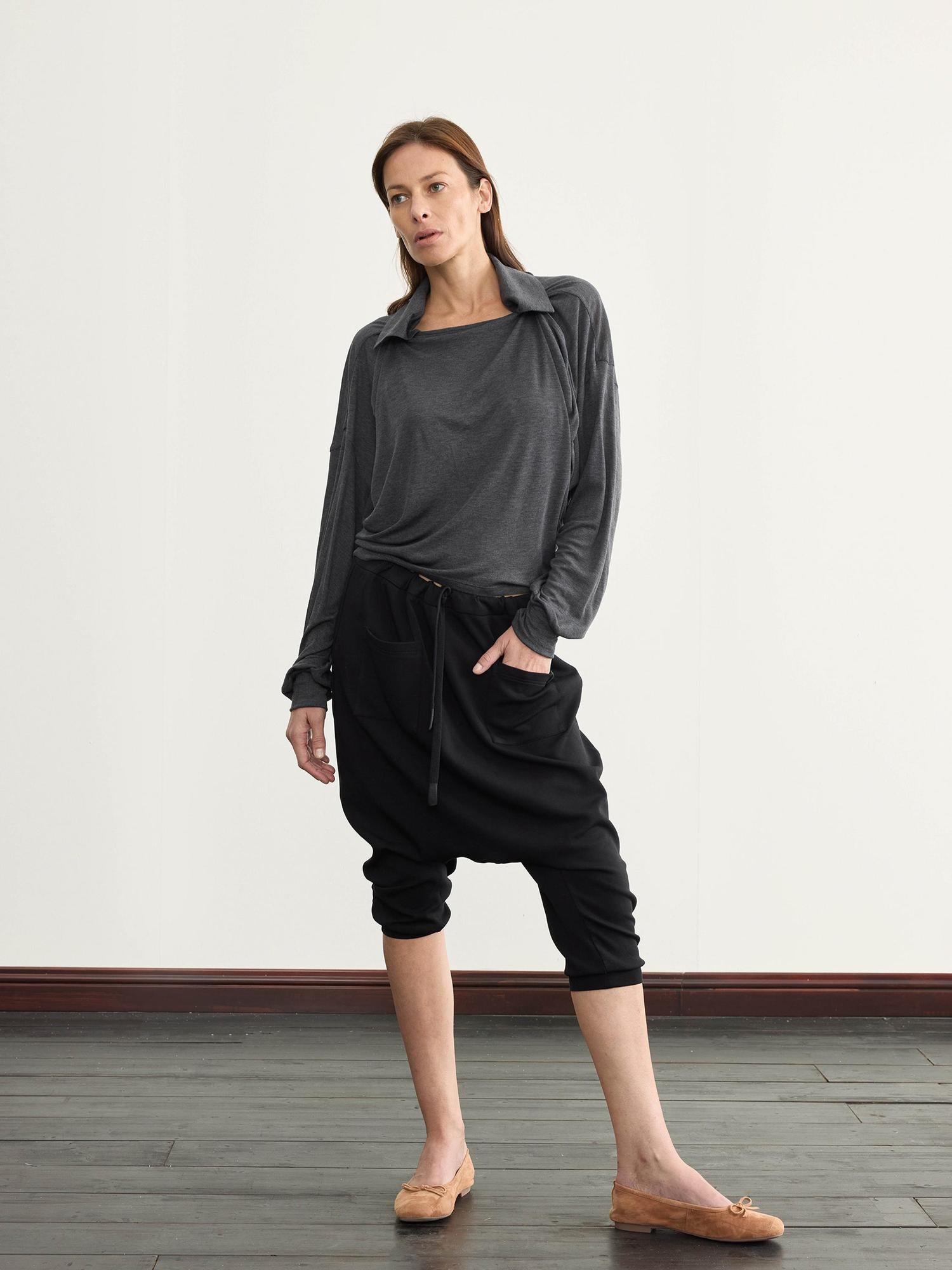 NyDkyel Drop Crotch Folded Yoga Pants In Nepali Style