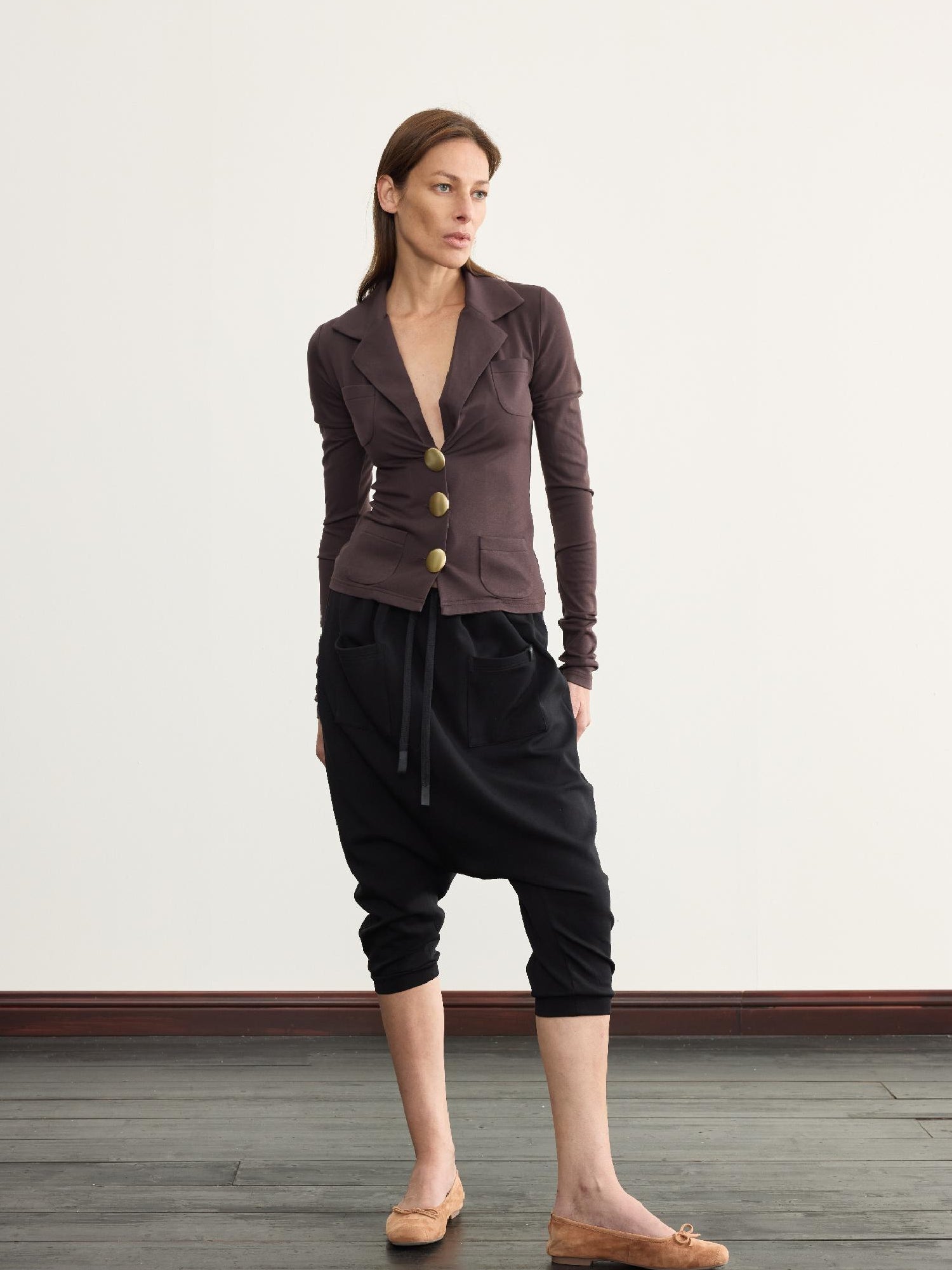 NyDkyel Drop Crotch Folded Yoga Pants In Nepali Style