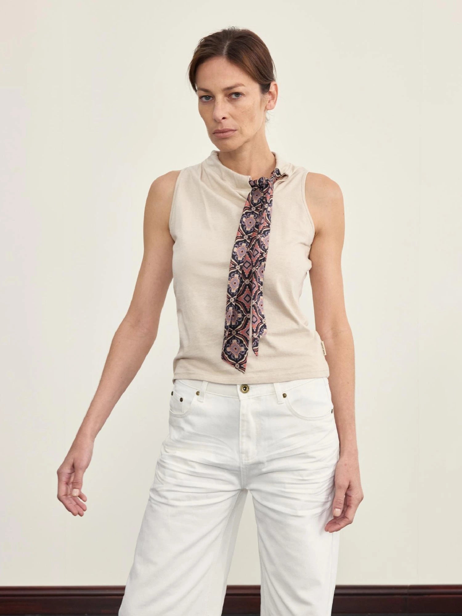 Gypsy Style Hemp Blend Linen Scarf Trim Vest Top