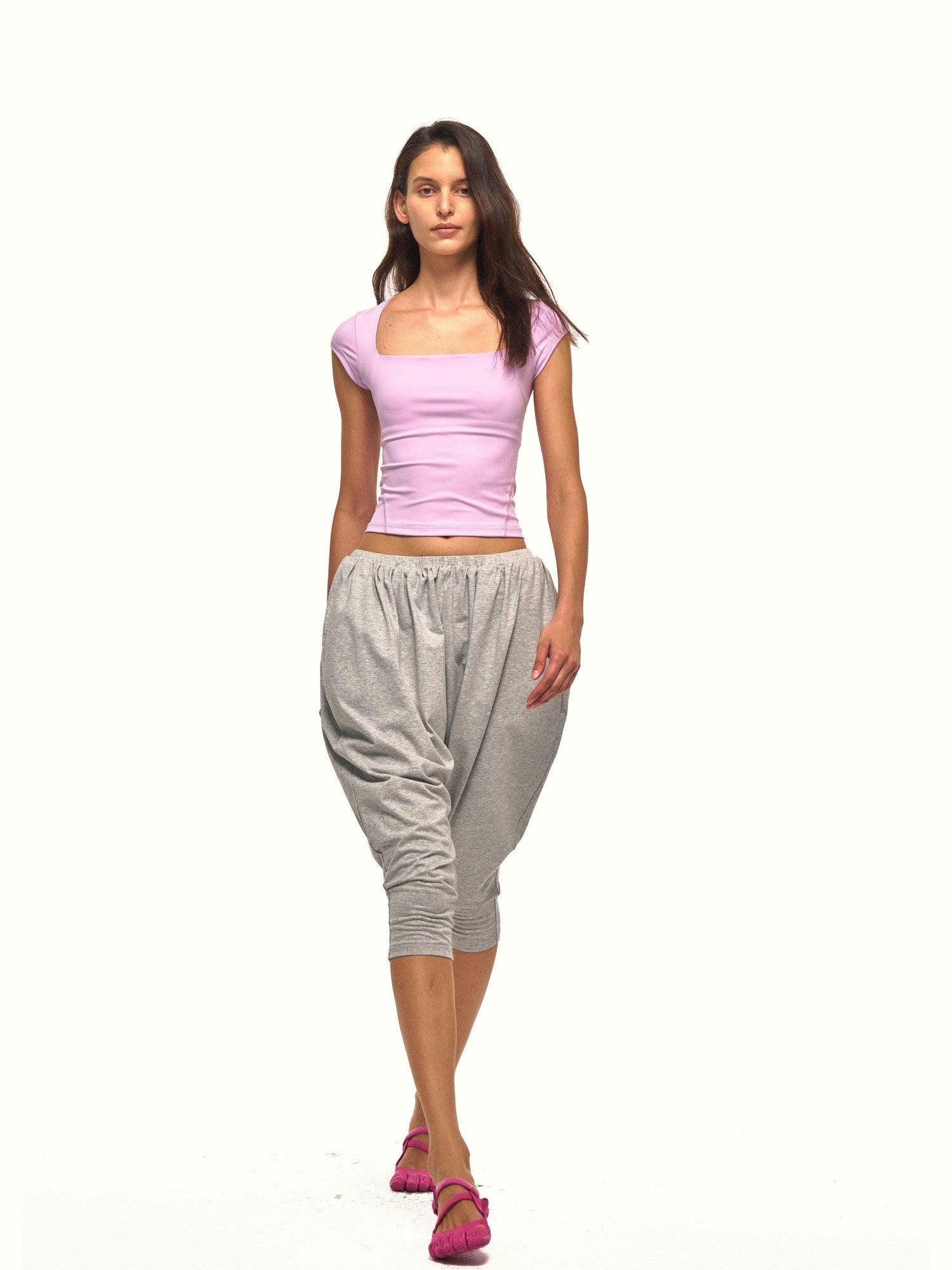 NyDkyel Light Heather Gray Harem Knitted Low Crotch Women&