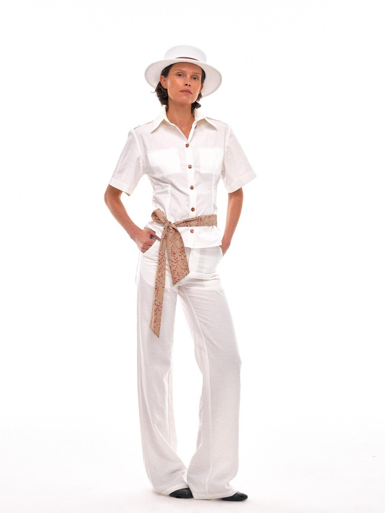 NyDkyel Light Viscose Linen Blend Minimal Commuter Straight Leg Pockets Women Pants