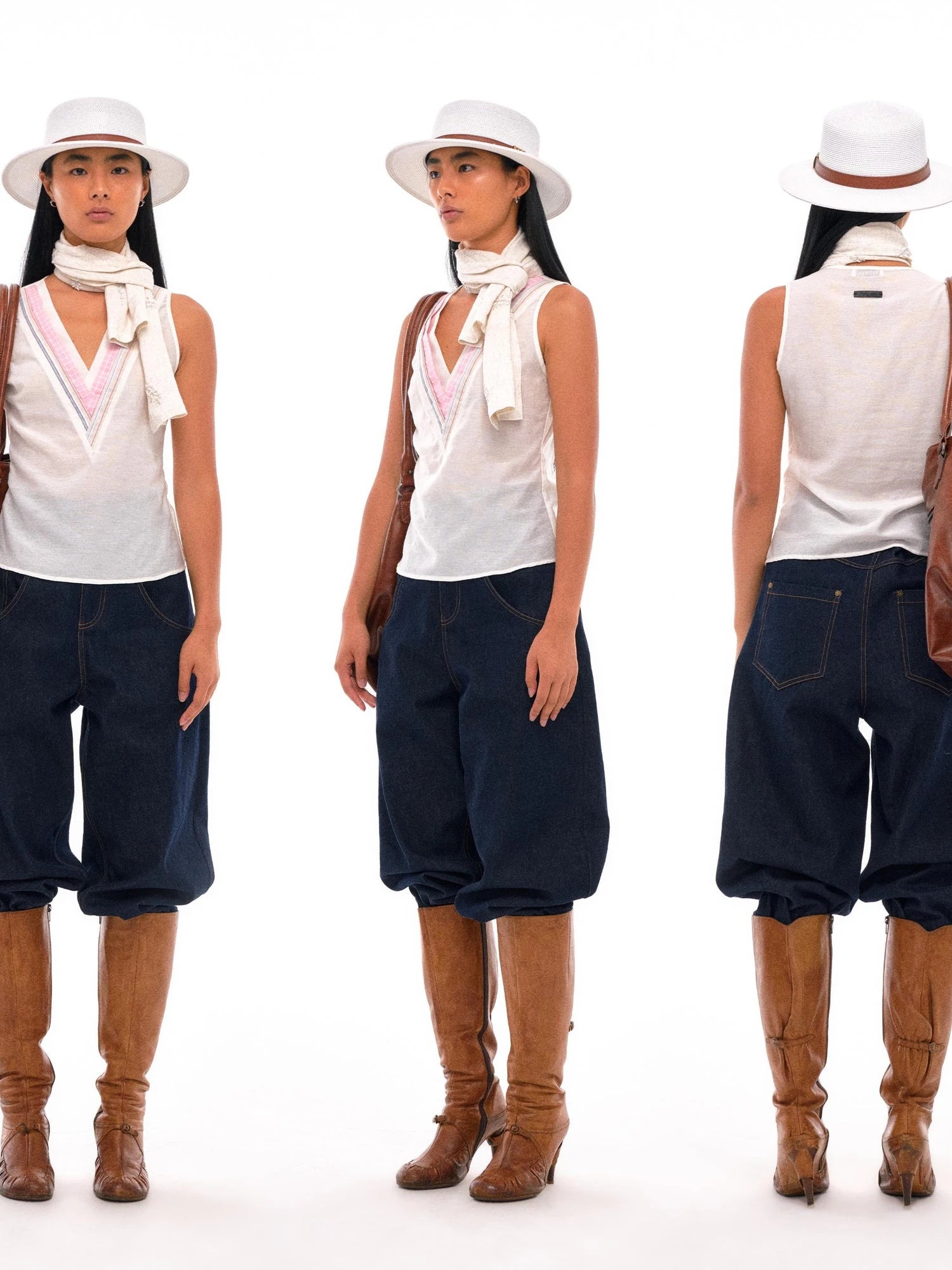 Linen Blend Embroidered Leaf Scarf With Natural Texture