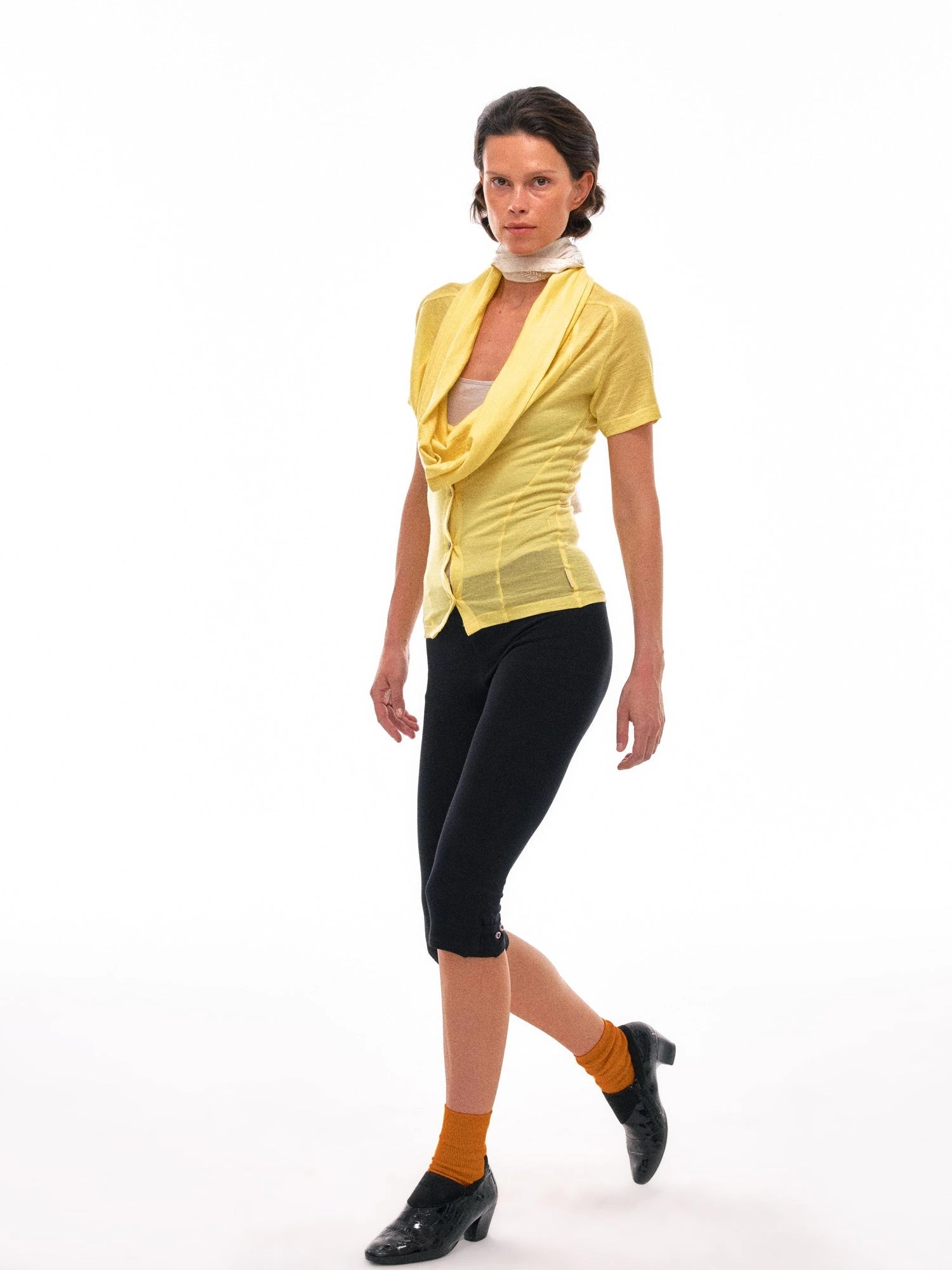 Linen Blend Embroidered Leaf Scarf With Natural Texture