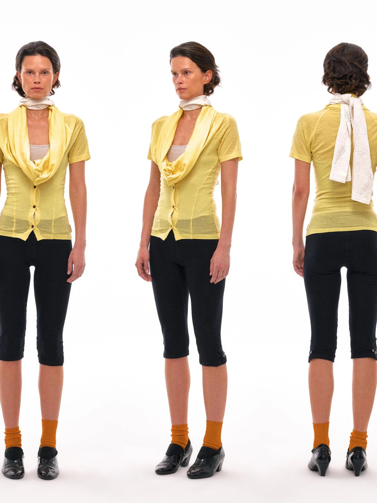 Linen Blend Embroidered Leaf Scarf With Natural Texture