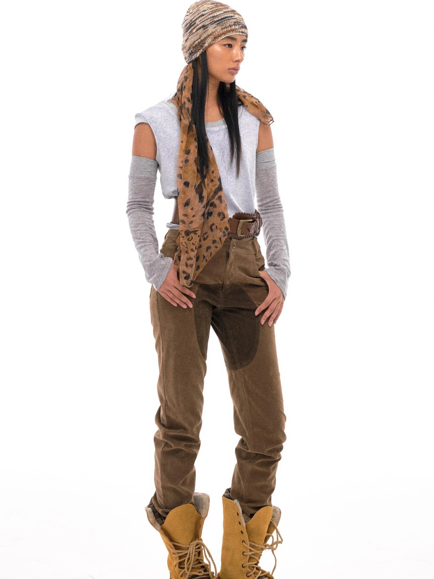 Multi Way Detachable Sleeve Lyocell Blend Knit Top