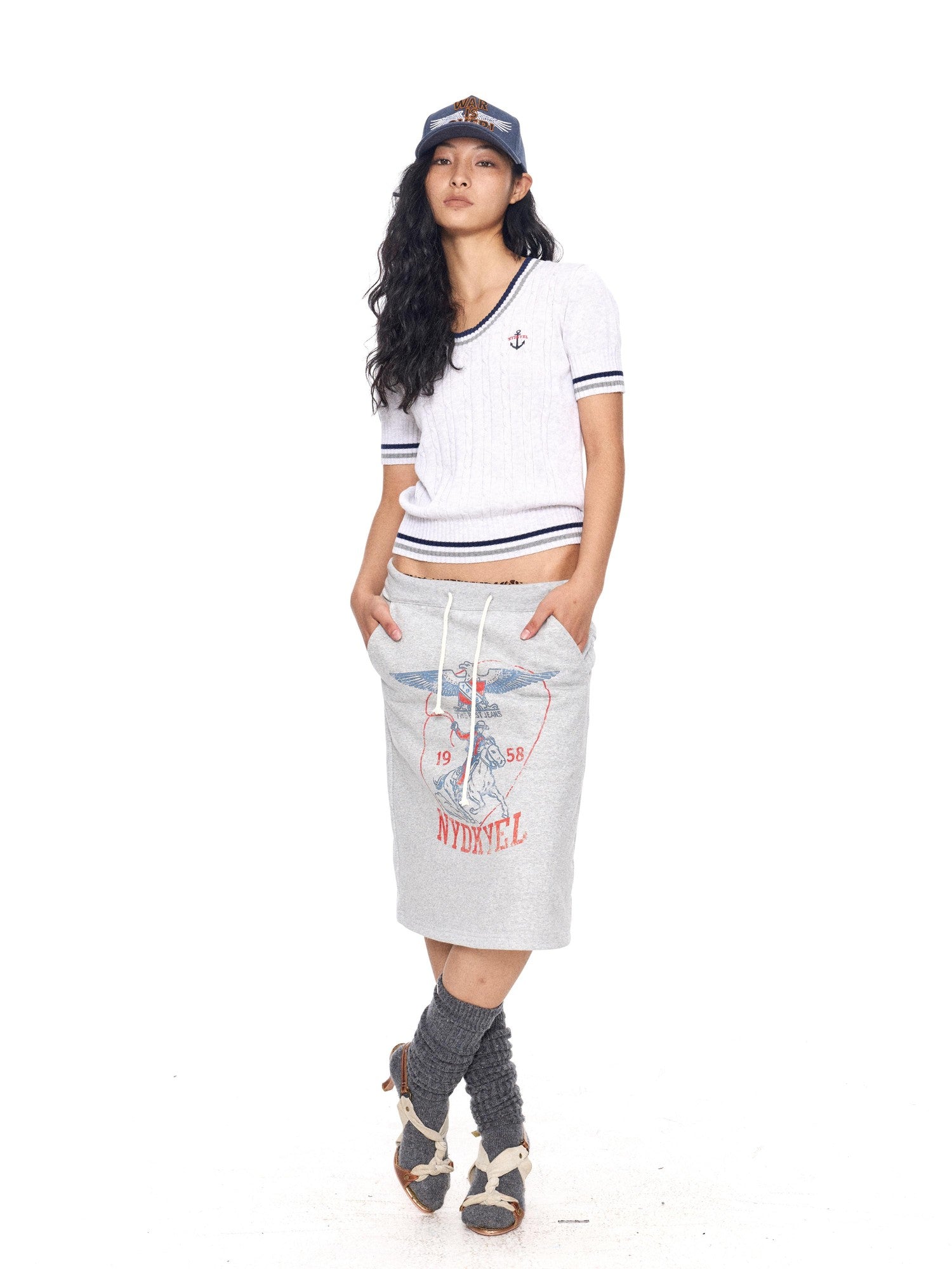 NyDkyel Nautical Anchor Embroidered Contrast Knit Women&