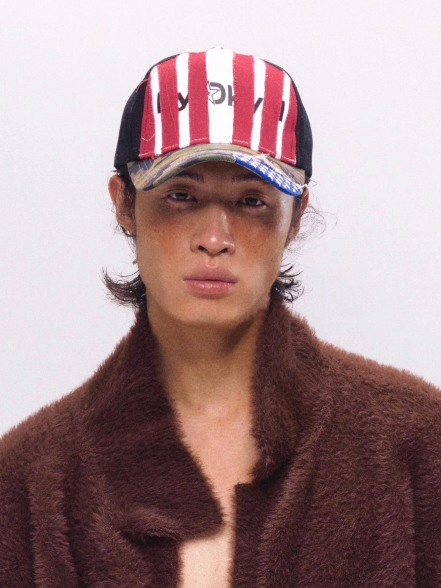Retro Red Stripe Camo Patch Baseball Cap