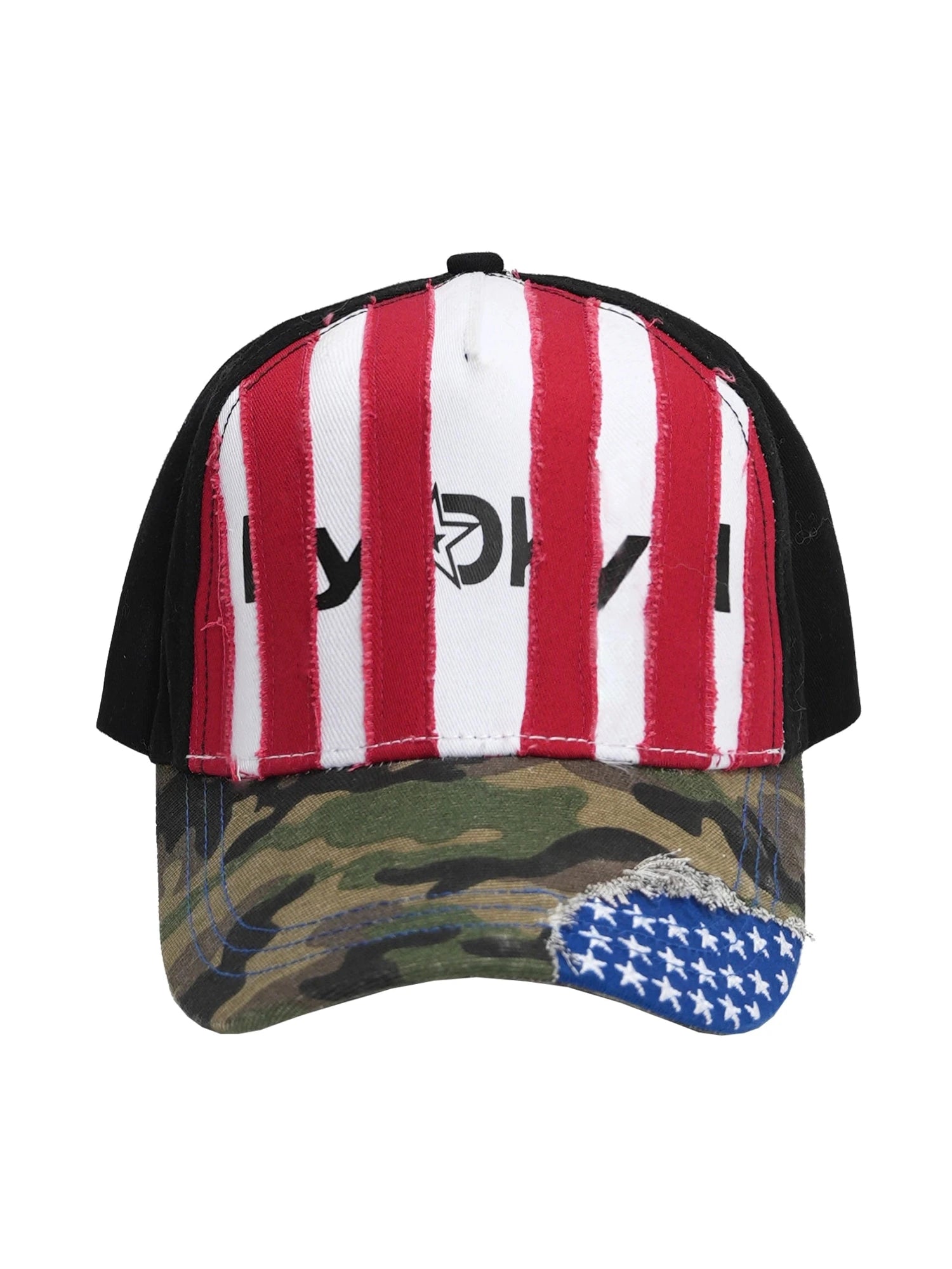 Retro Red Stripe Camo Patch Baseball Cap