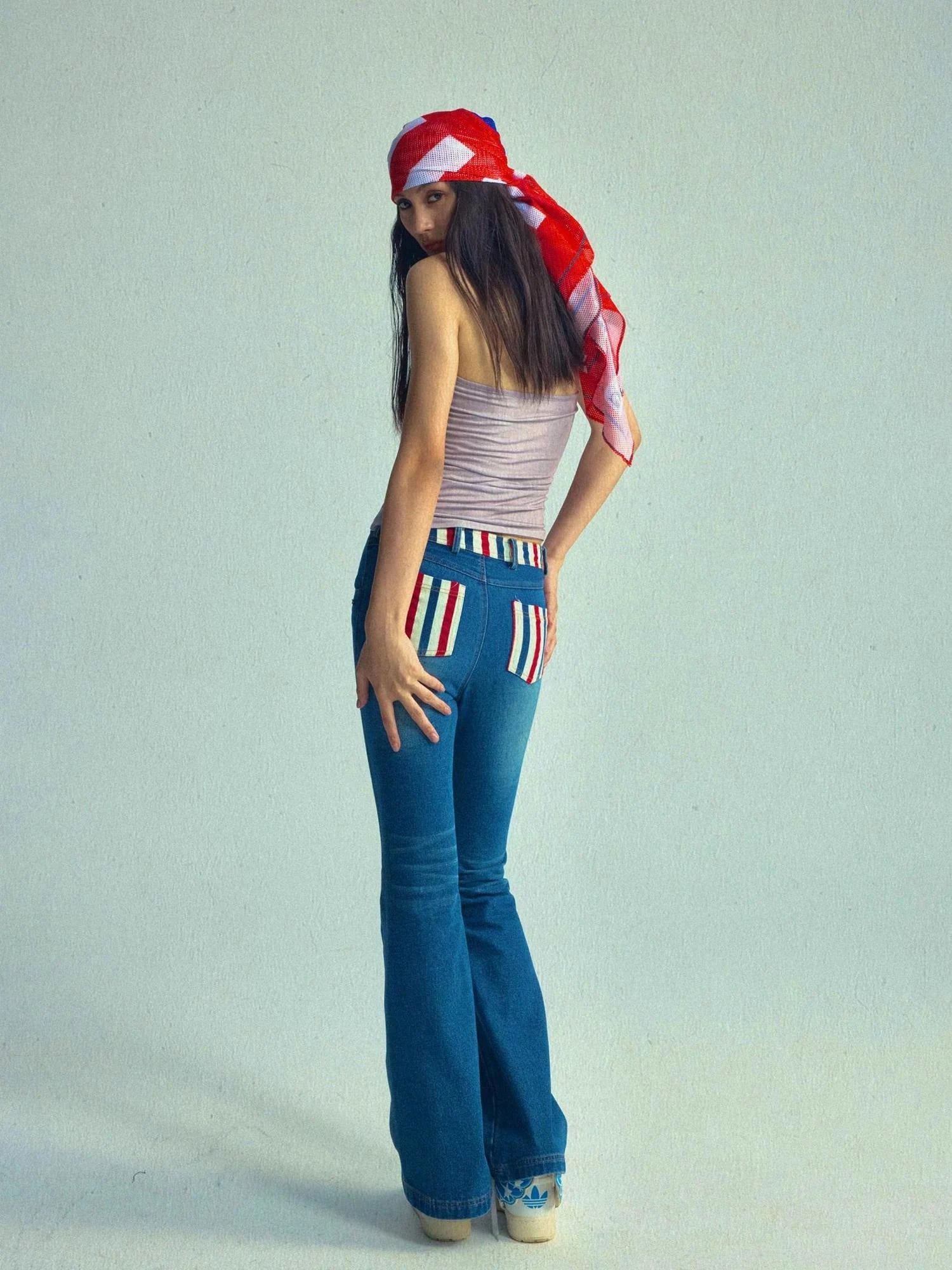 Retro Stripe Low Rise Vintage Jeans