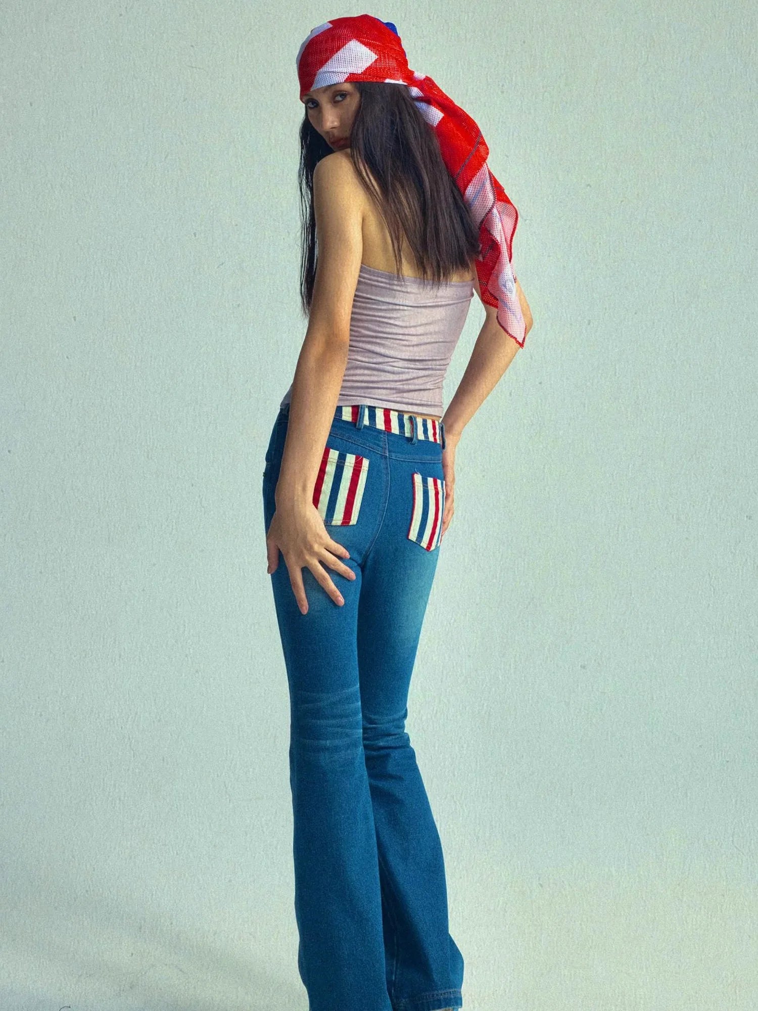 Retro Stripe Low Rise Vintage Jeans