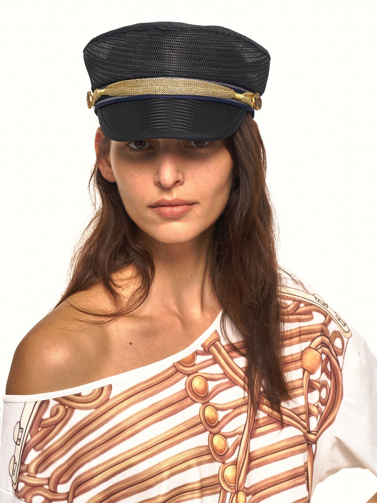 NyDkyel Striped Cutout Gold Decor Military Adjustable Women&