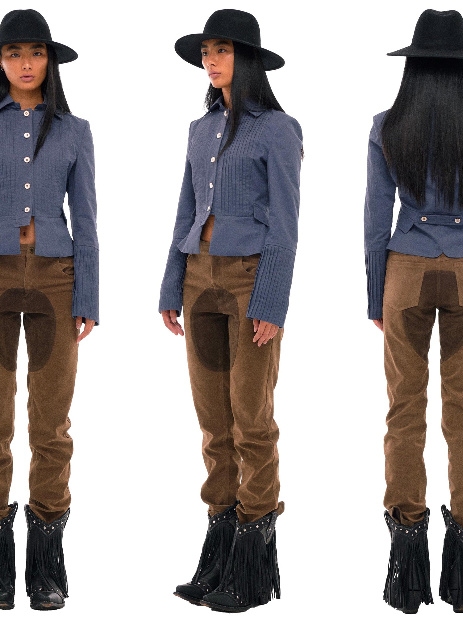 NyDkyel Vintage British Equestrian Short Jacket With Pleated Detail