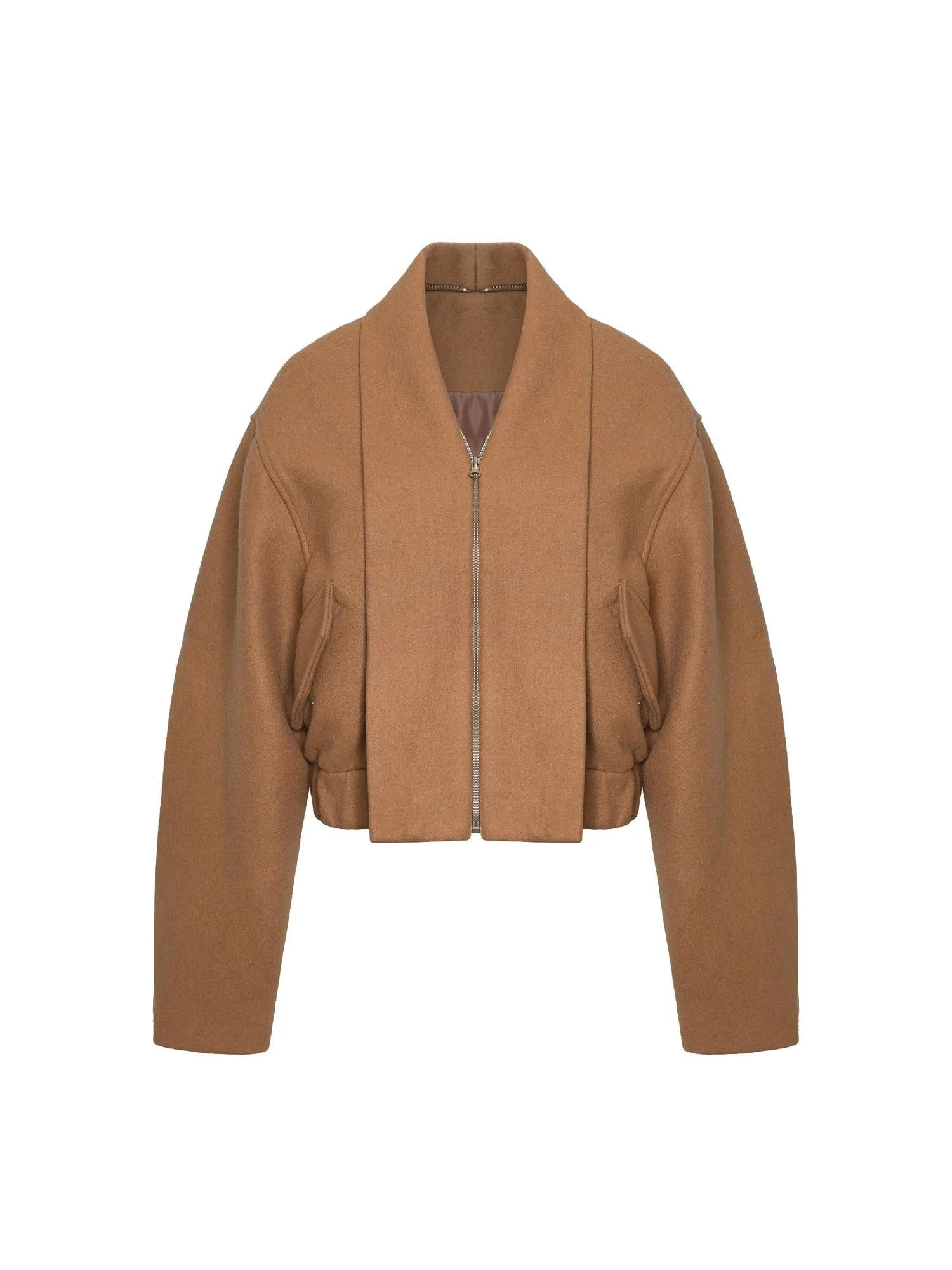 Vintage Brown Wool Blend Felted Notch Lapel Jacket