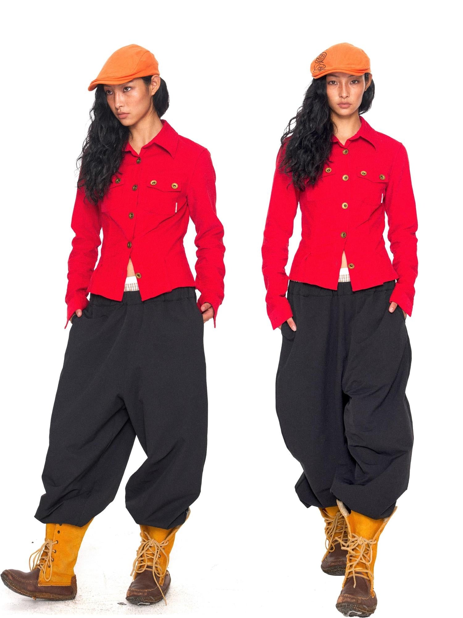 NyDkyel Waterproof Coated Nylon Double Waist Low Rise Straight Leg Hiking Unisex Pants