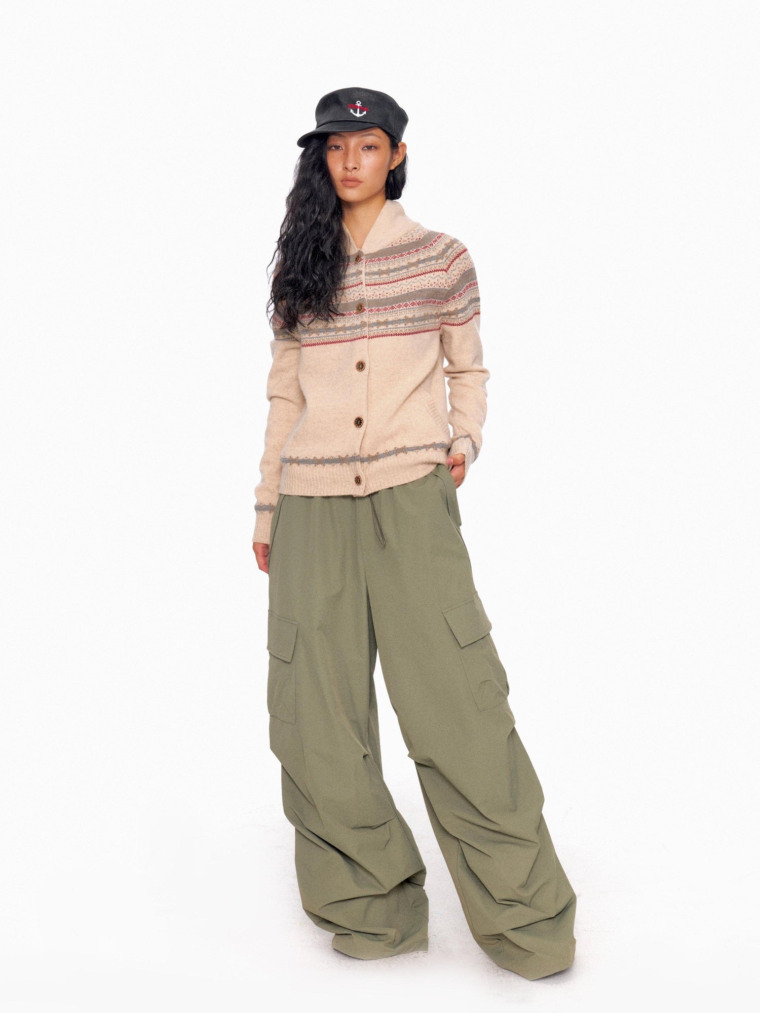NyDkyel Waterproof Stretch Pleated Loose Straight Hiking Elastic Waist Forest Green Pants