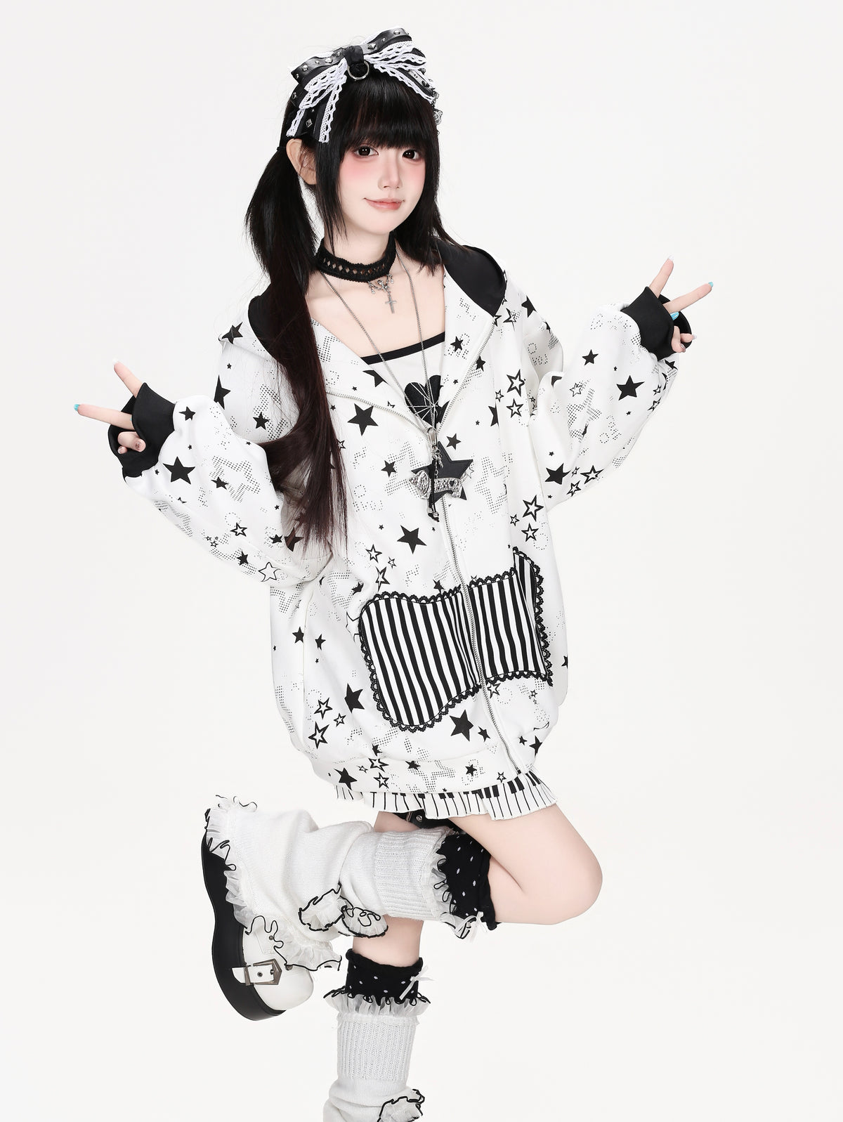 CRAZYGIRL_Star_Print_Loose_Fit_Long_Sleeve_Women&