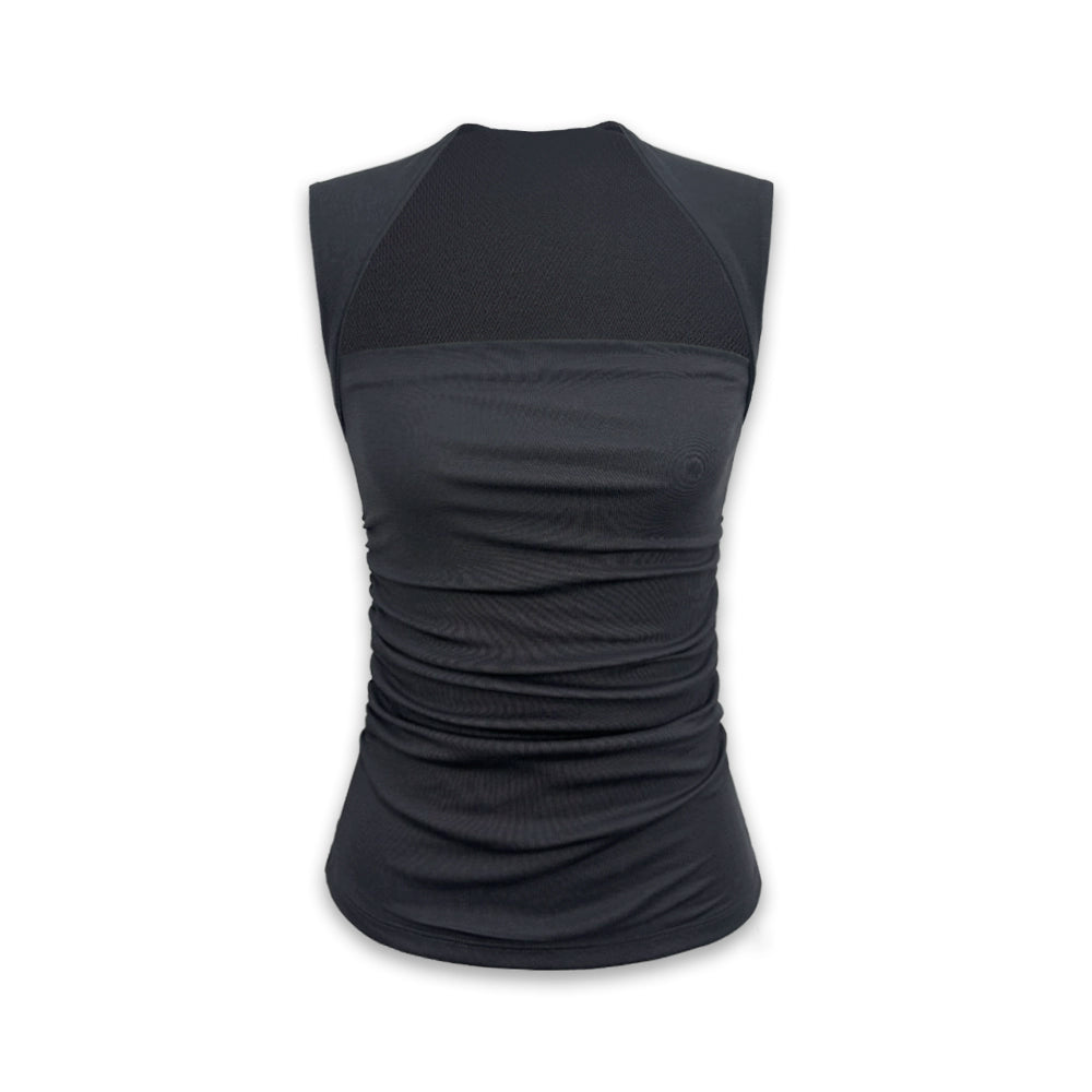 Square Neck Pleated Tank Top