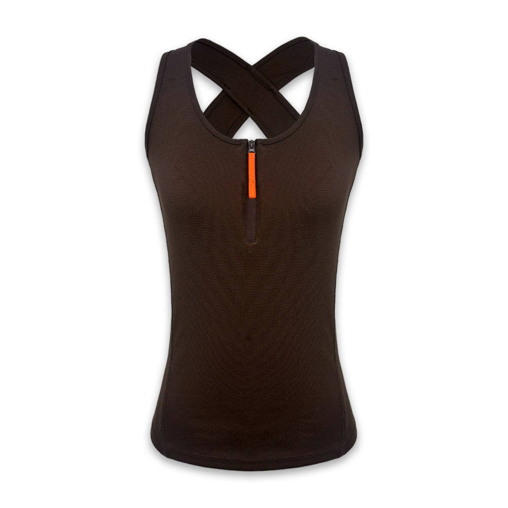 Cross Back Zip Front Yoga Top