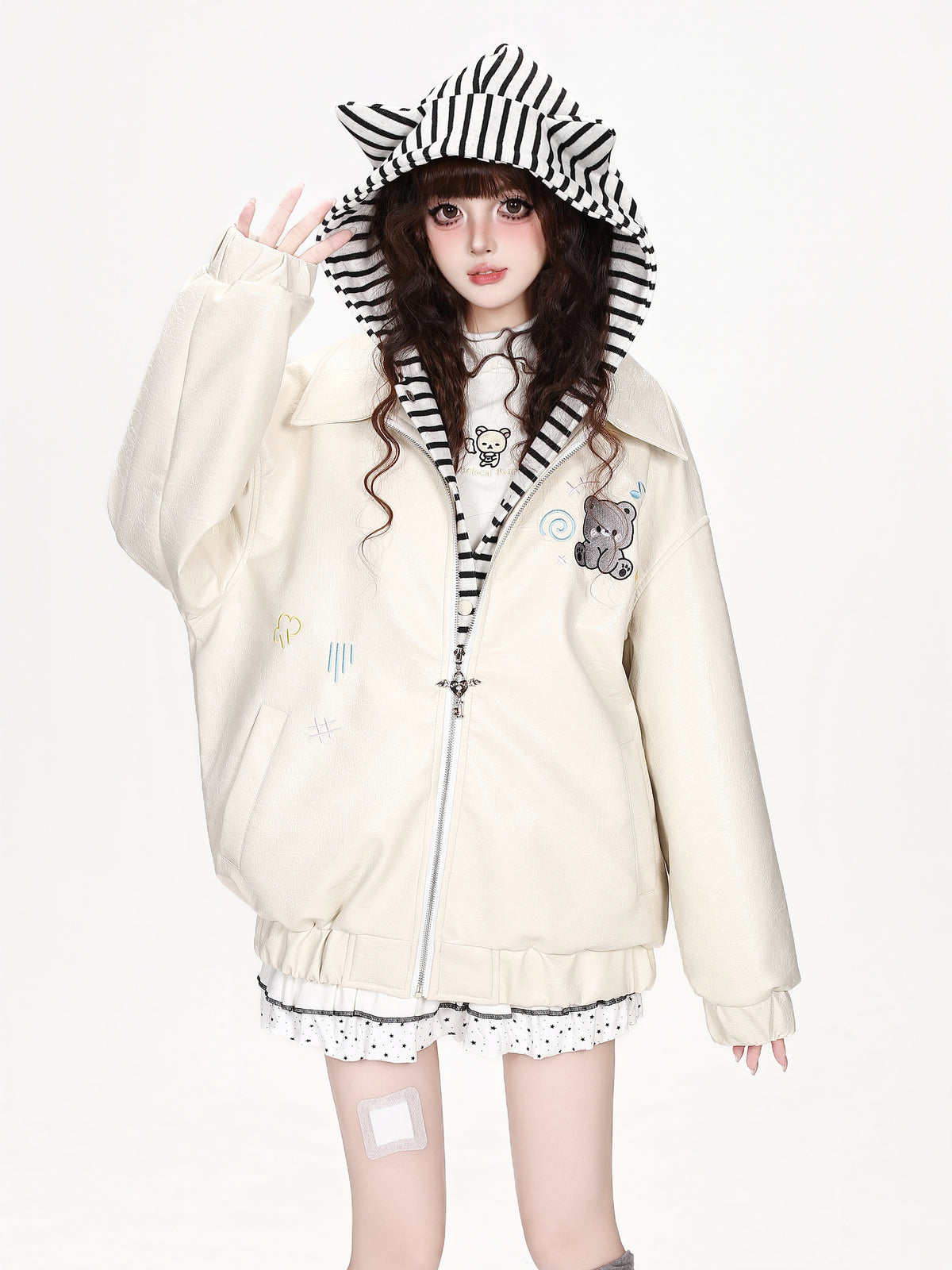 CRAZYGIRL_Bear_Embroidered_Hooded_Cat_Ear_Women&
