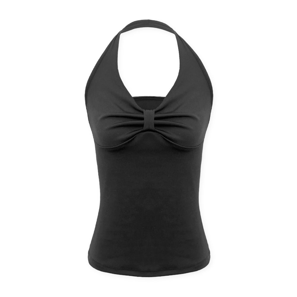 Knot Front Contoured Yoga Halter Top
