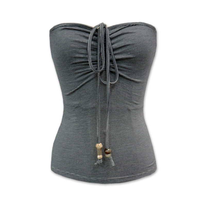 Ribbed Stripe Halter Neck Yoga Top