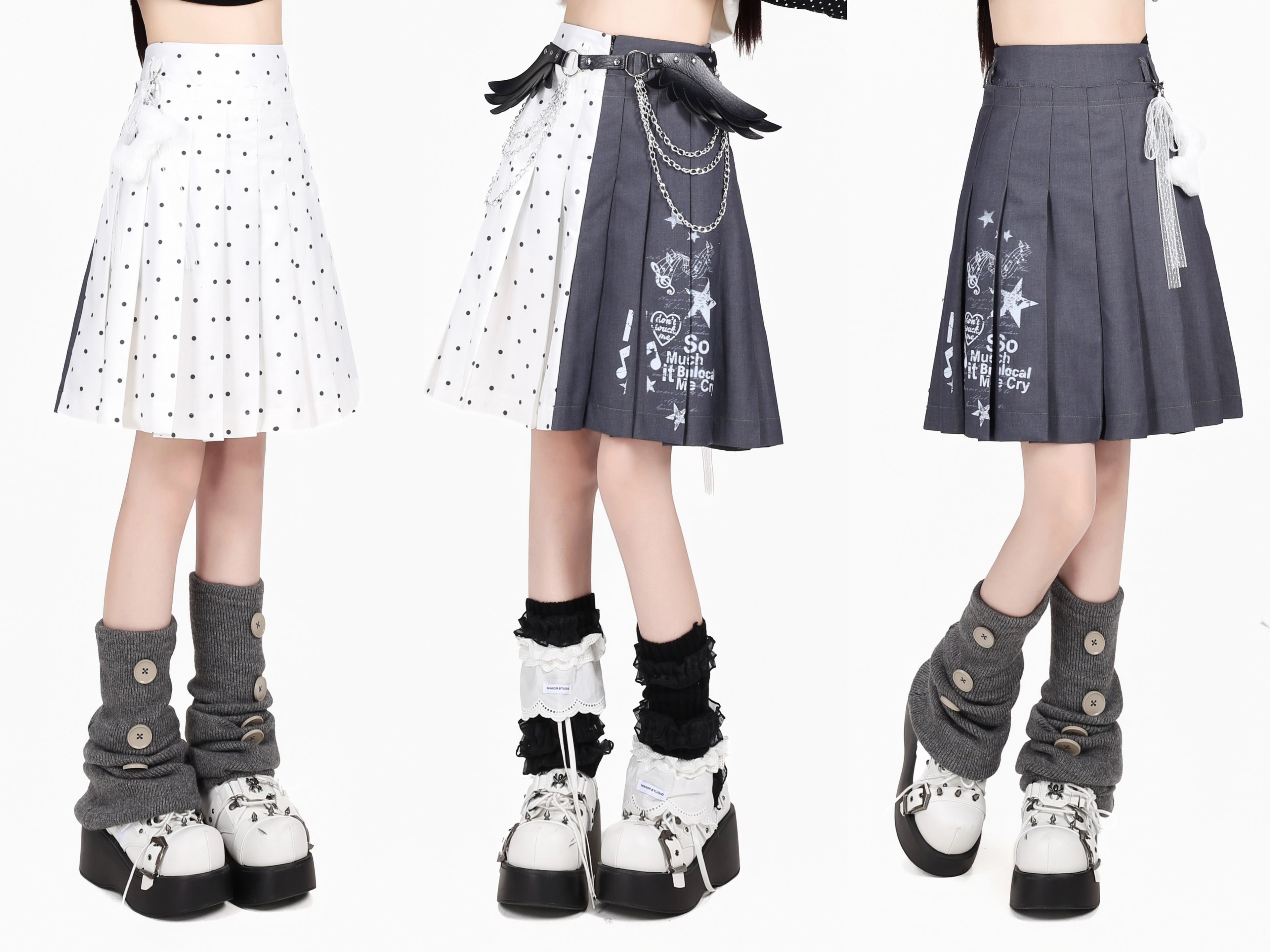 Crazy_Girl_Music_Note_Polka_Dot_High_Waist_Zipper_School_Women&