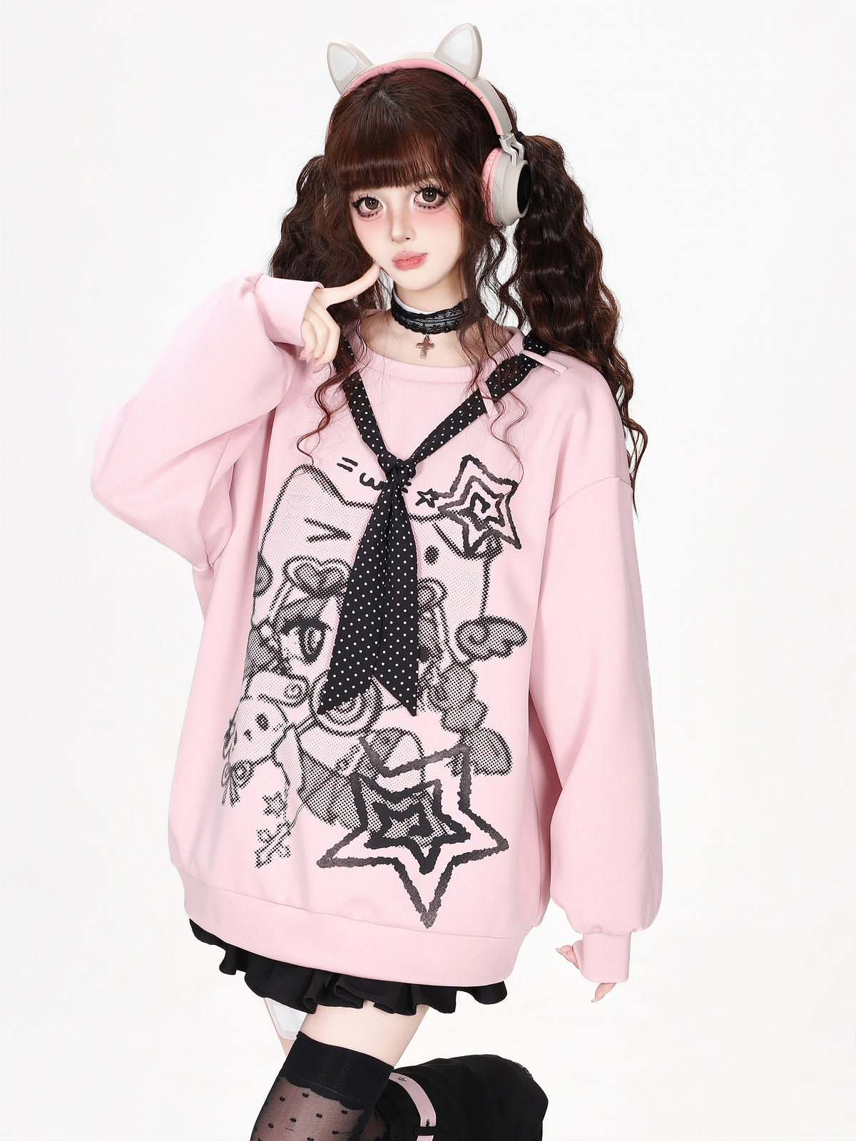 CRAZYGIRL_Loose_Fit_Lollipop_Girl_Round_Neck_Preppy_Style_Women&