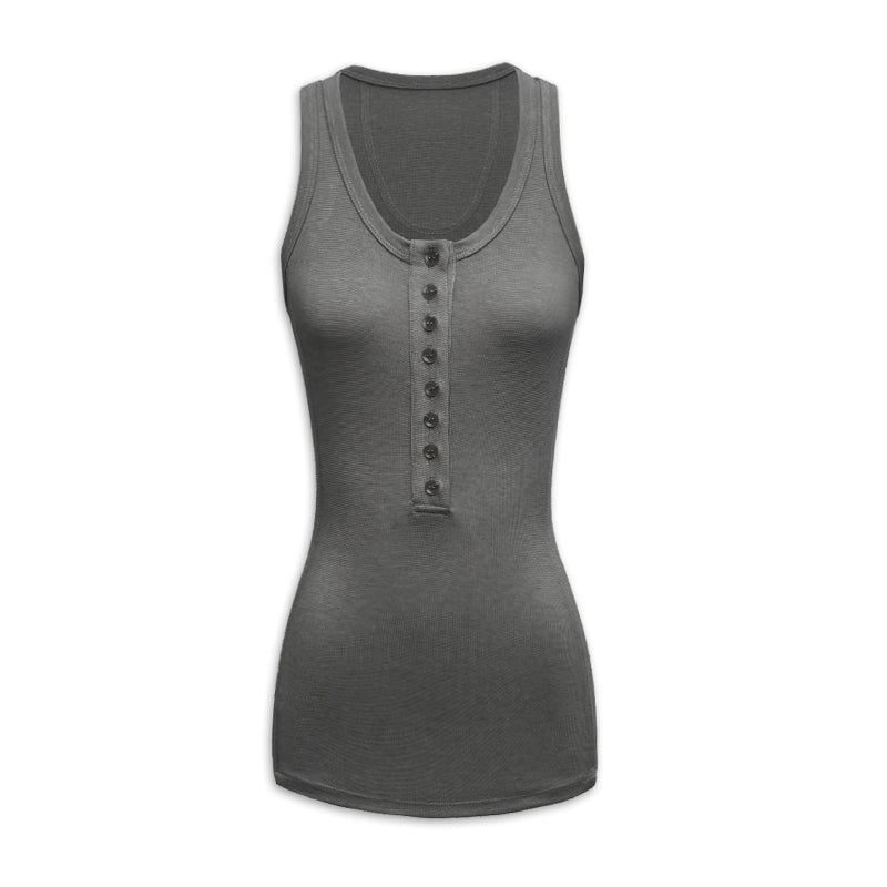 Fitted Gray Waffle Knit Tank Top