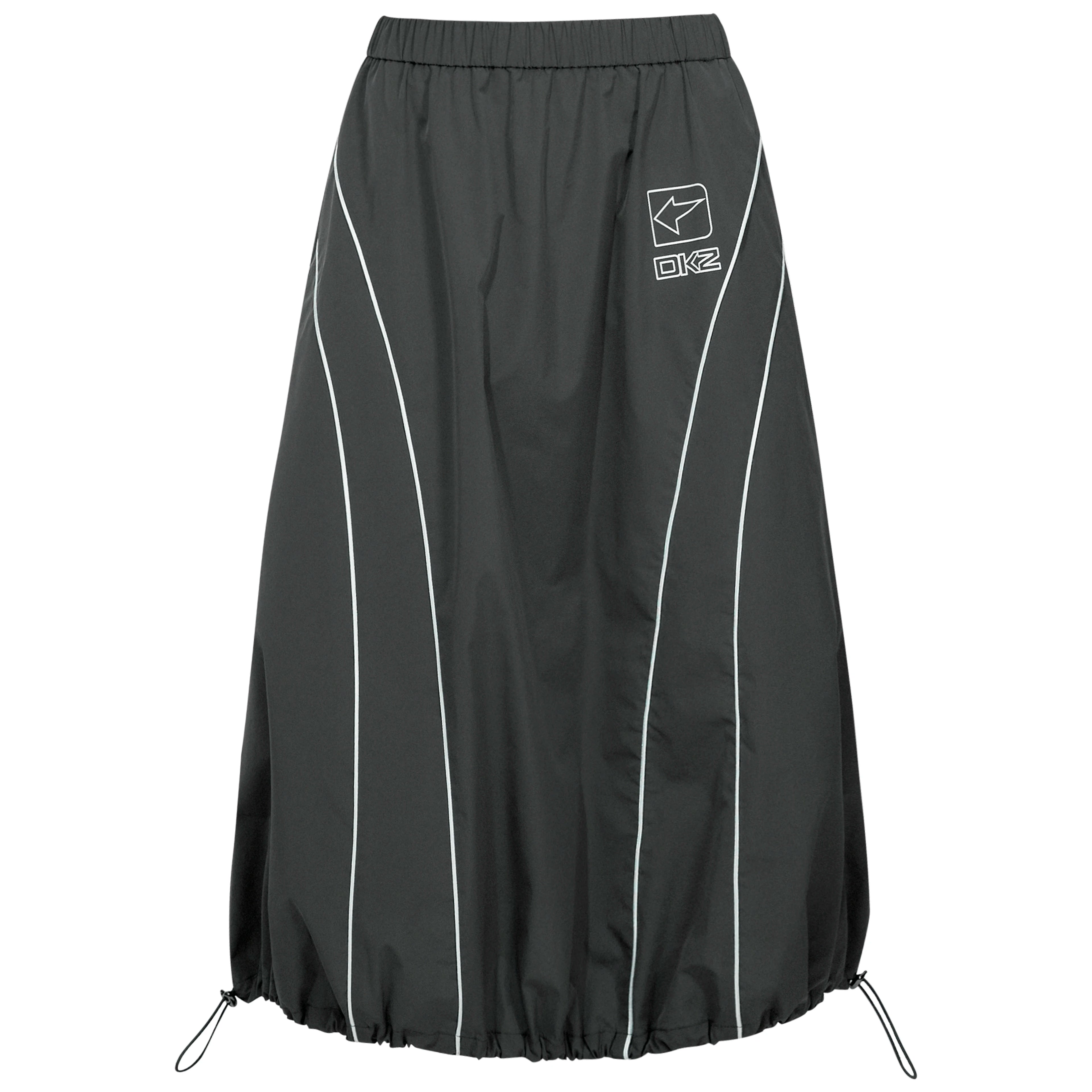 DKZ_OFFICIAL_Gray_Number_Print_Logo_Print_Drawstring_Hem_A_Line_Women&