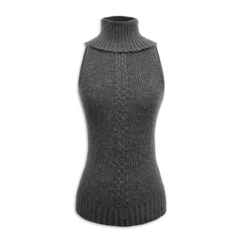 Two Way Collar Wool Blend Knit Vest