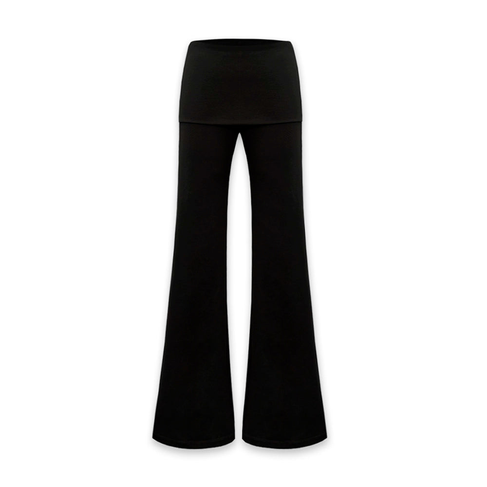 Stretchy Black Flared Waistband Yoga Pants