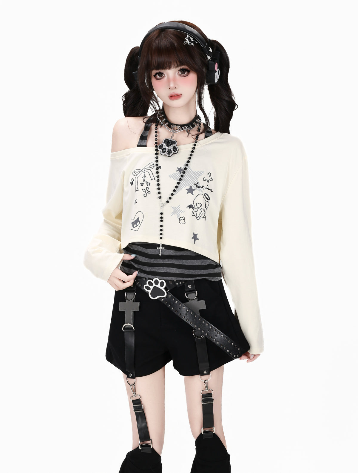 Crazy_Girl_Striped_Printed_Vest_Off_Shoulder_Women&