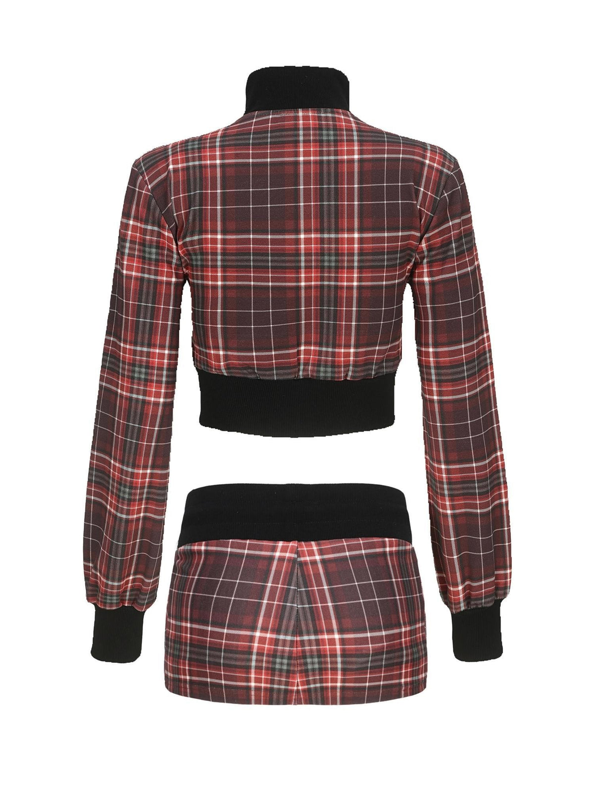 ONNASENSHI Plaid Studded Jacket Low Waist Mini Skirt Women&
