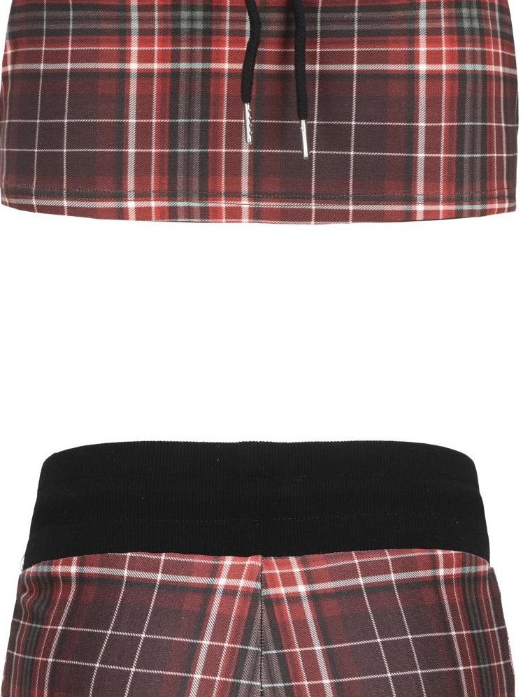 ONNASENSHI Plaid Studded Jacket Low Waist Mini Skirt Women&