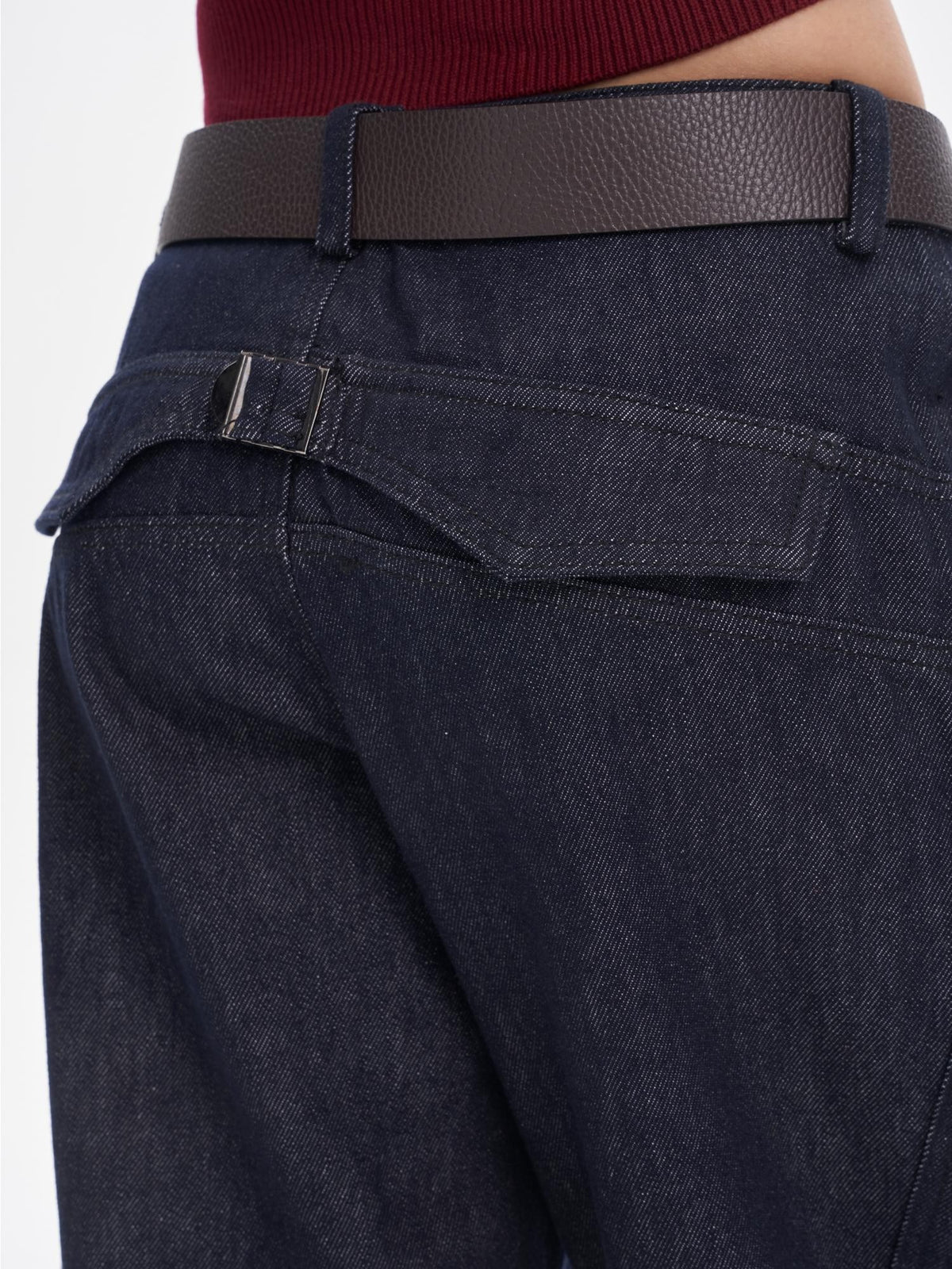 ONNASENSHI Washed Deep Indigo Pleated Relaxed Natural Waist Women&