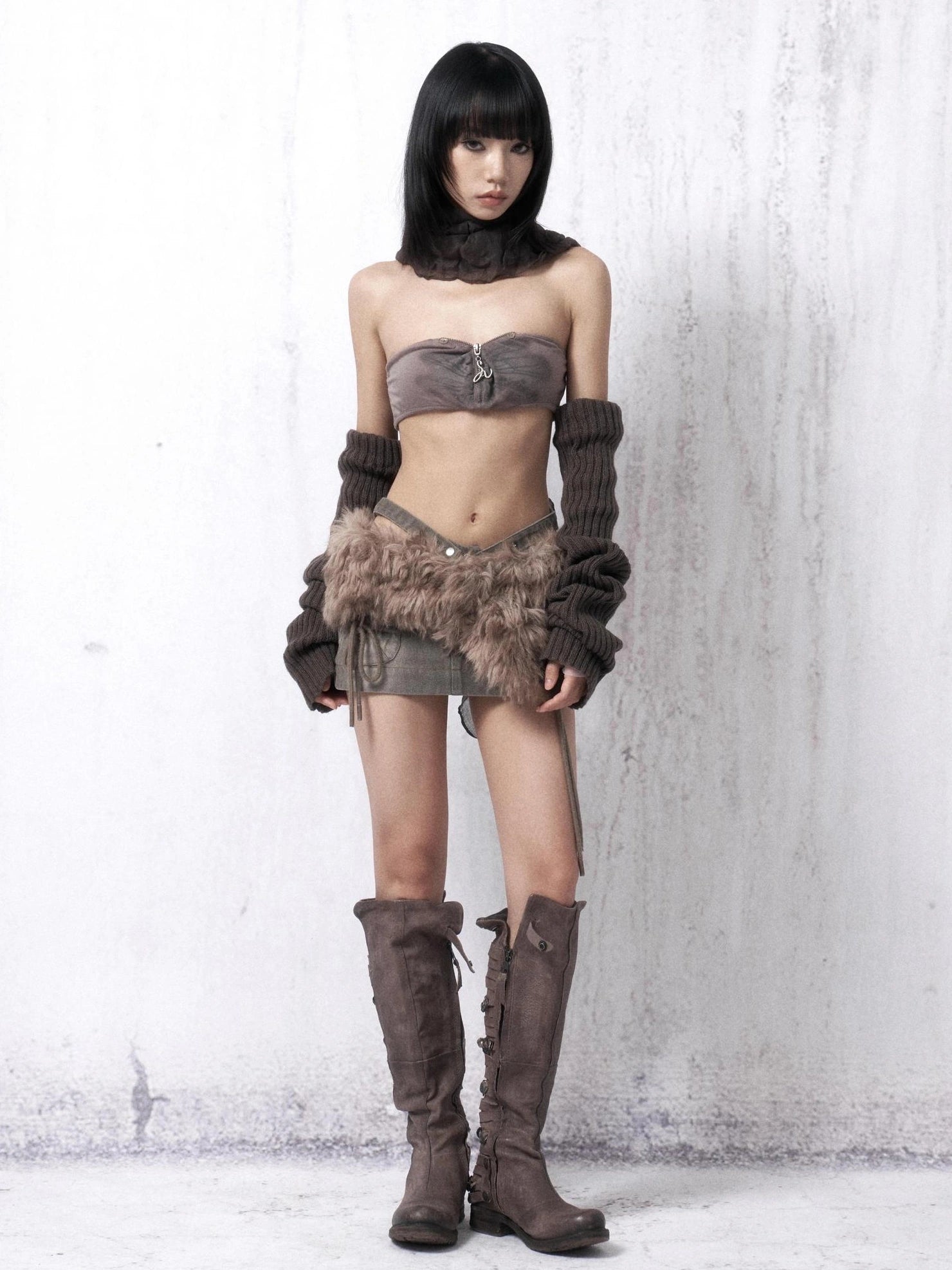 OPEN AESTHETIC 100 Percent Cotton Fitted Vintage Ruffle Collar Long Sleeve Women T-Shirt