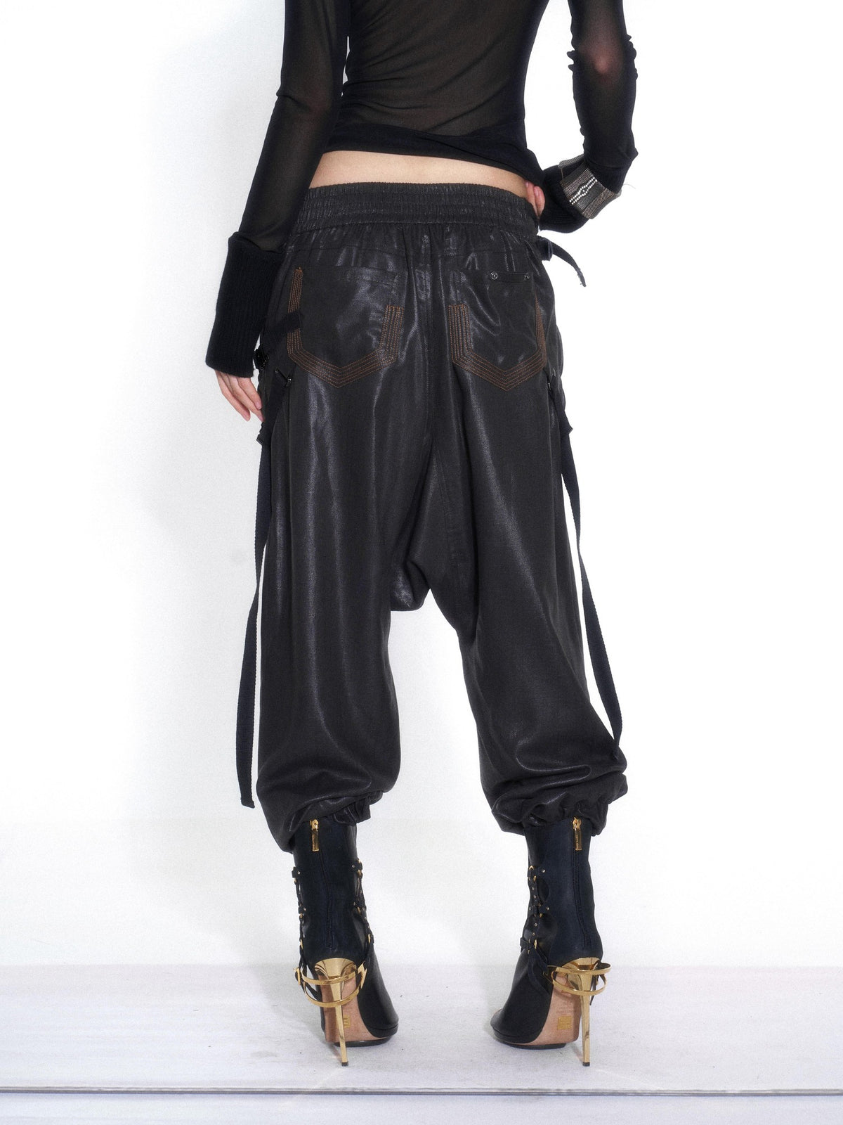 OPEN AESTHETIC Casual Double Belt Cargo Pocket Low Rise Tencel Women&