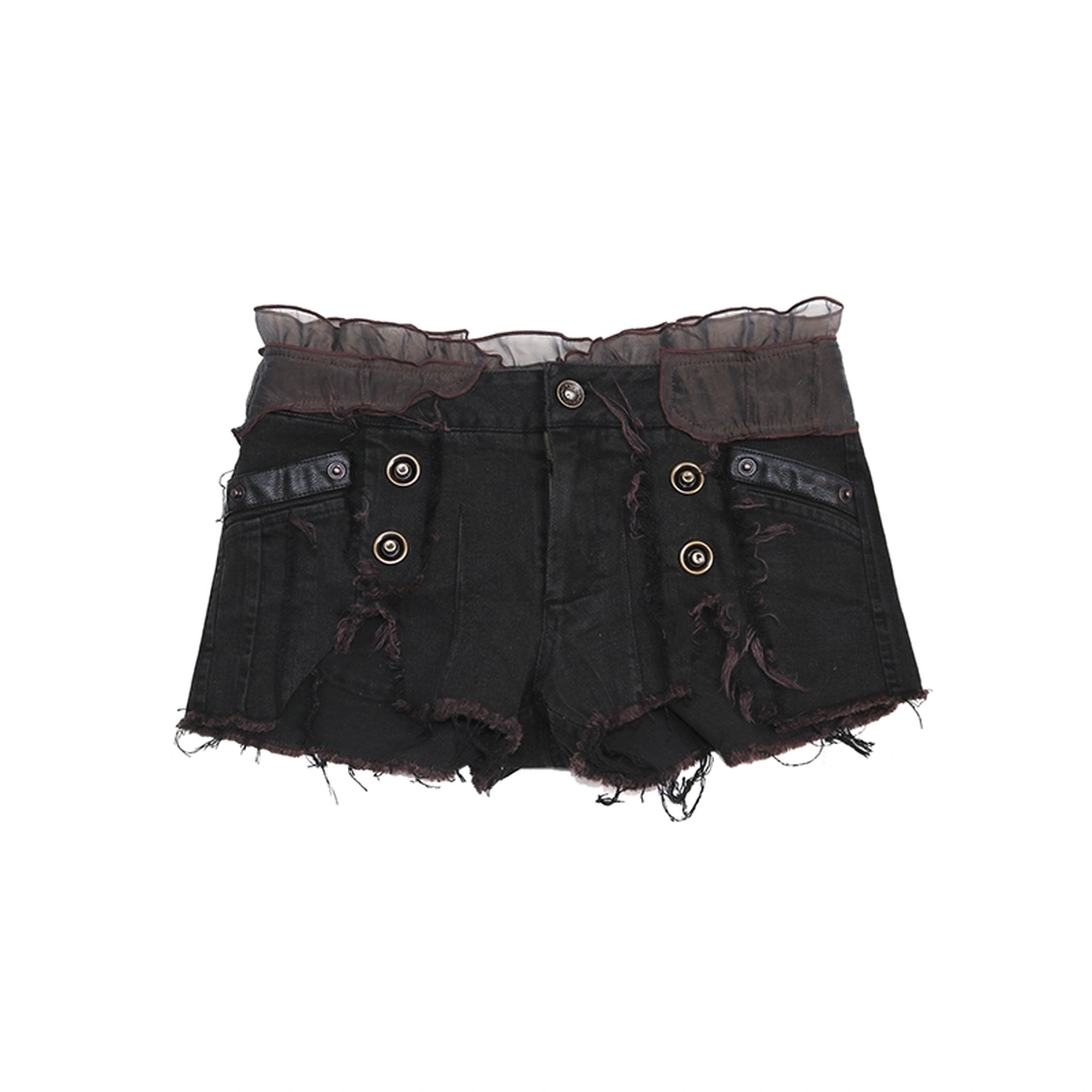OPEN_AESTHETIC_Distressed_Low_Rise_Slim_Fit_Button_Fly_Vintage_Women_No_Stretch_Shorts_MISSTT