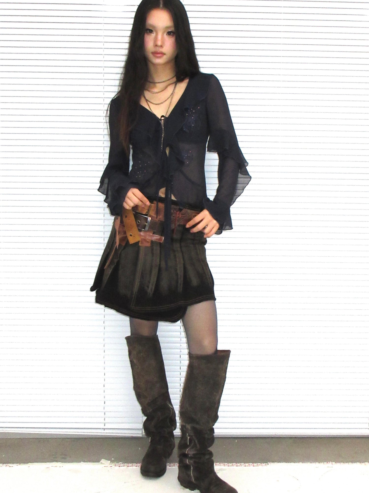 Update OPEN AESTHETIC French Vintage Embroidered Crystal Satin Blouse 2025 A W