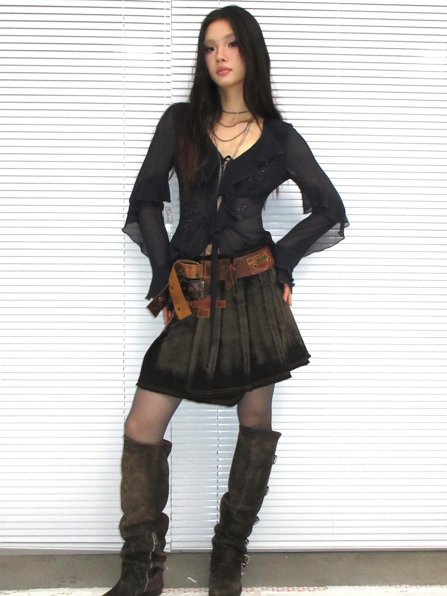 Update OPEN AESTHETIC French Vintage Embroidered Crystal Satin Blouse 2025 A W