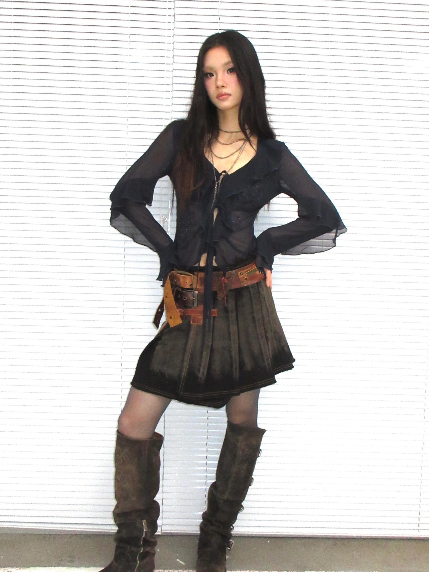 Update OPEN AESTHETIC French Vintage Embroidered Crystal Satin Blouse 2025 A W