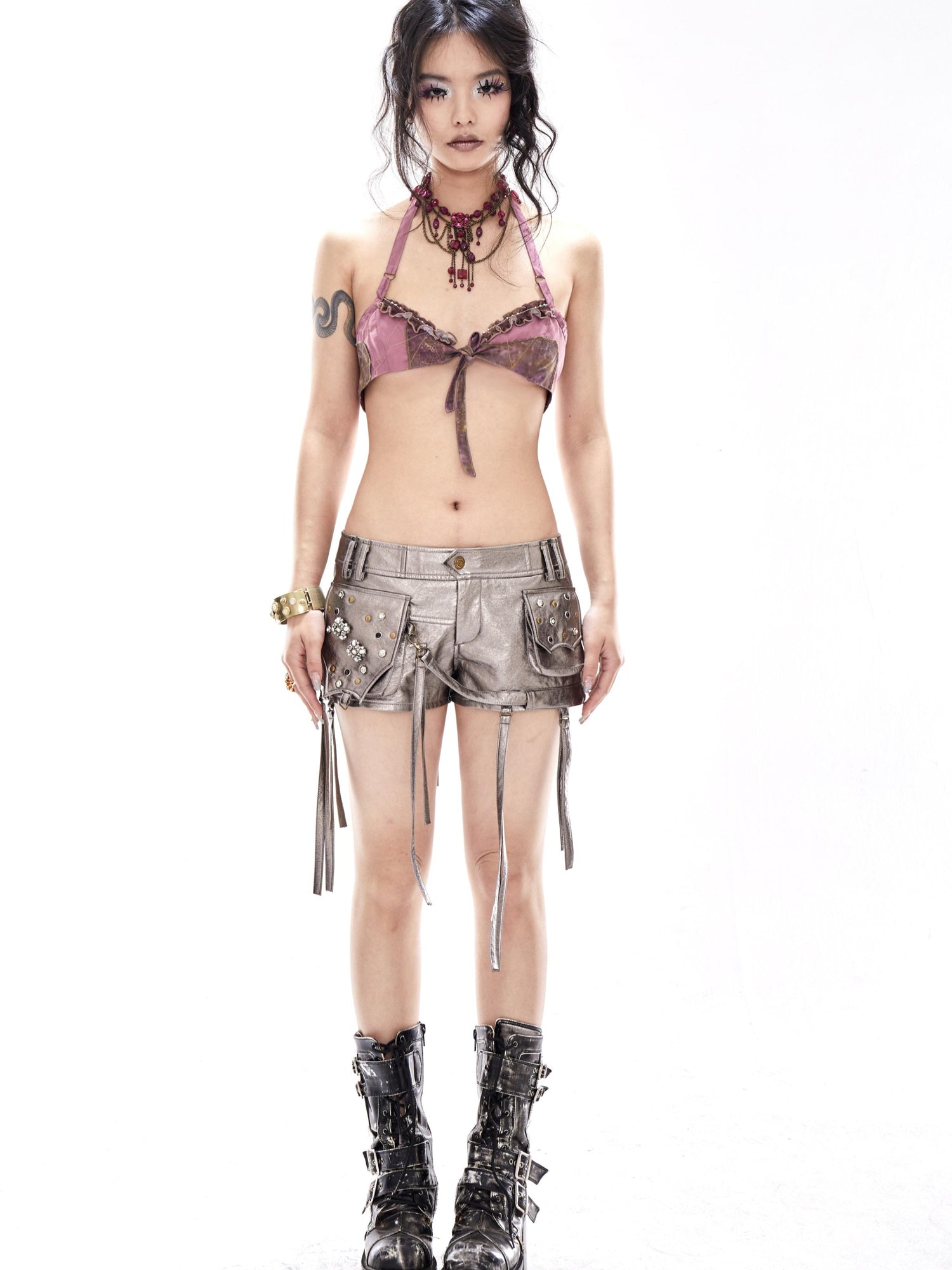 Update OPEN AESTHETIC Open Aesthetic Psychedelic Print Mesh Lace Trim Halter Bralette Set