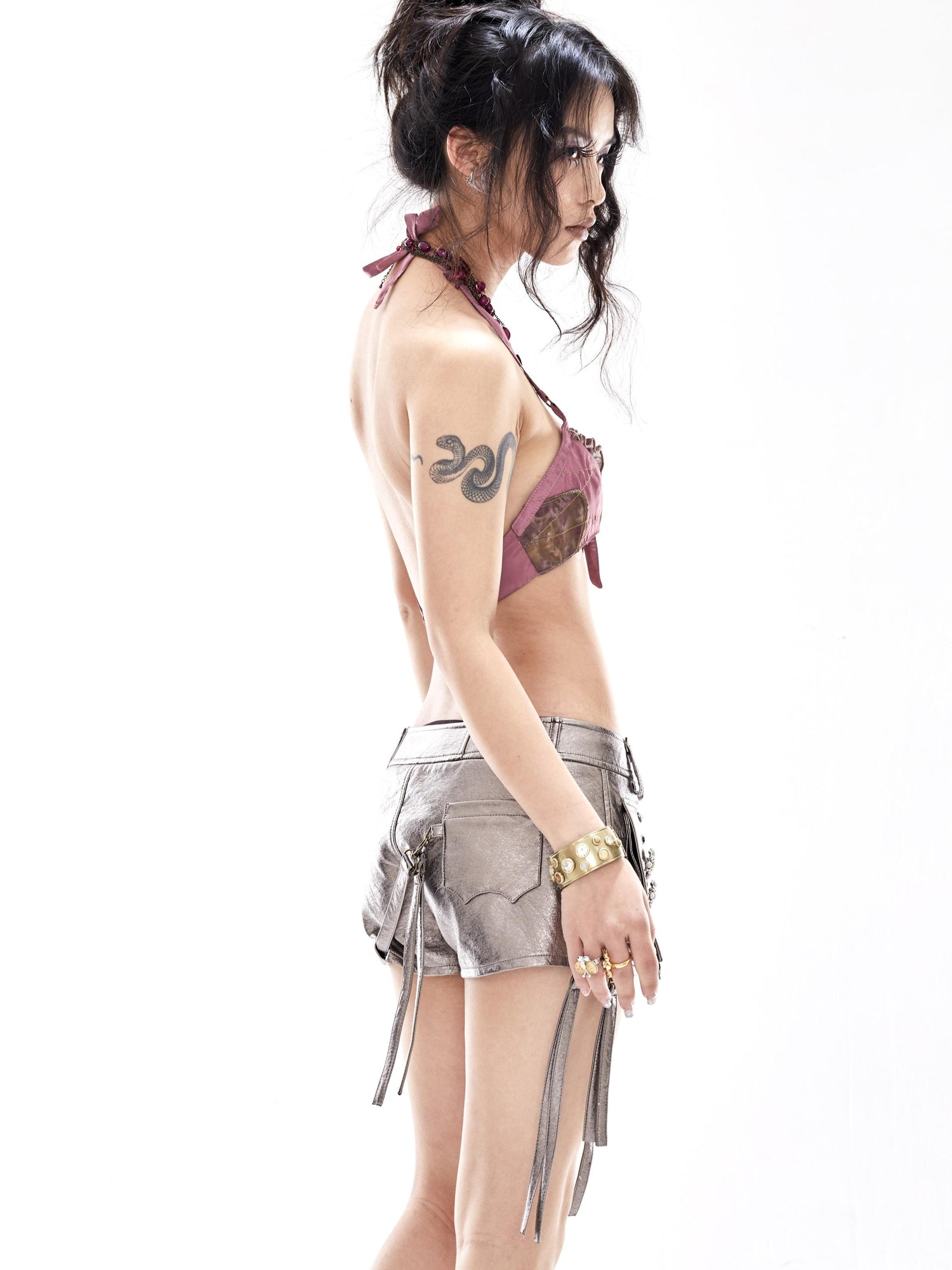 Update OPEN AESTHETIC Open Aesthetic Psychedelic Print Mesh Lace Trim Halter Bralette Set