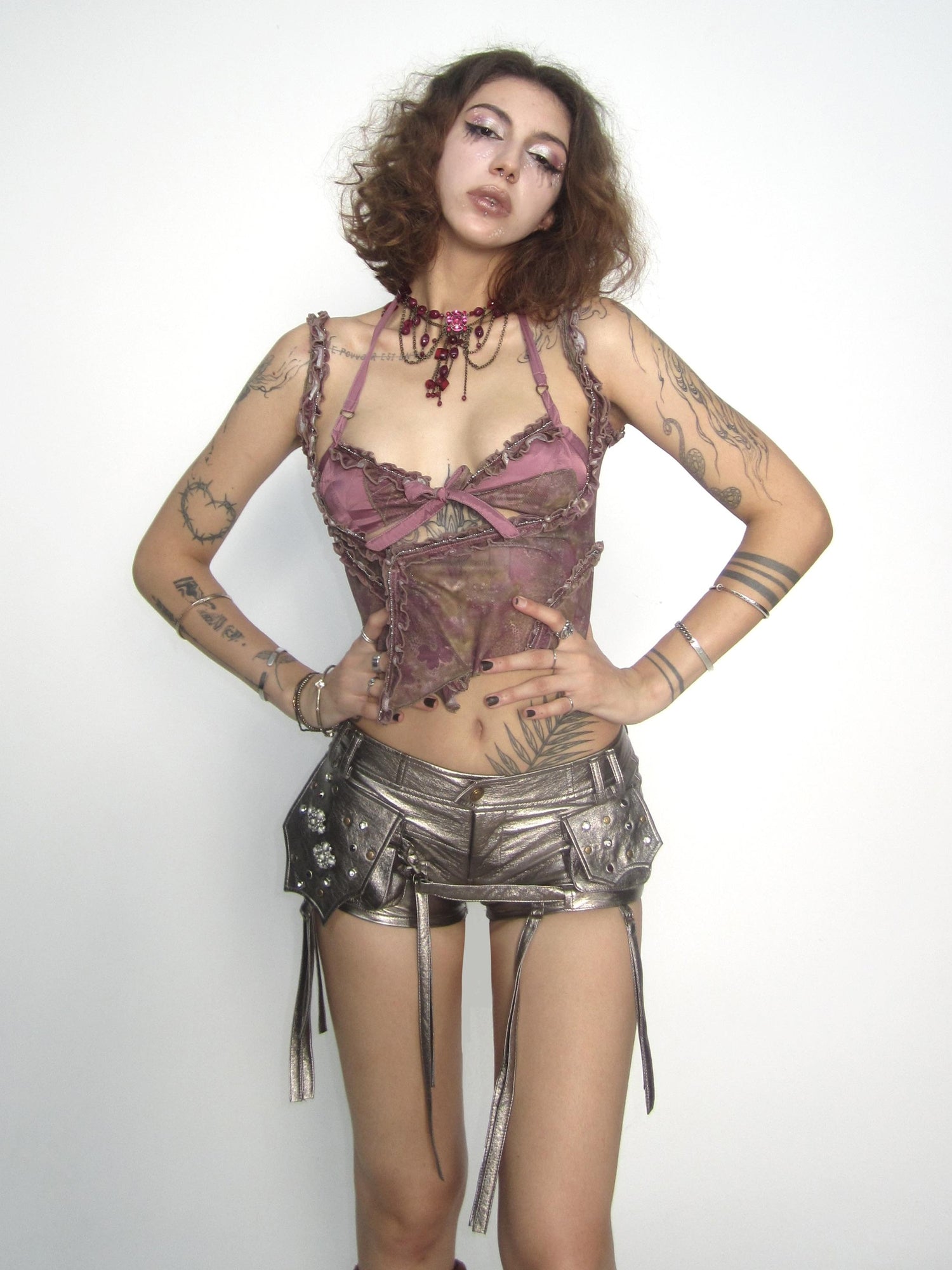 Update OPEN AESTHETIC Open Aesthetic Psychedelic Print Mesh Lace Trim Halter Bralette Set