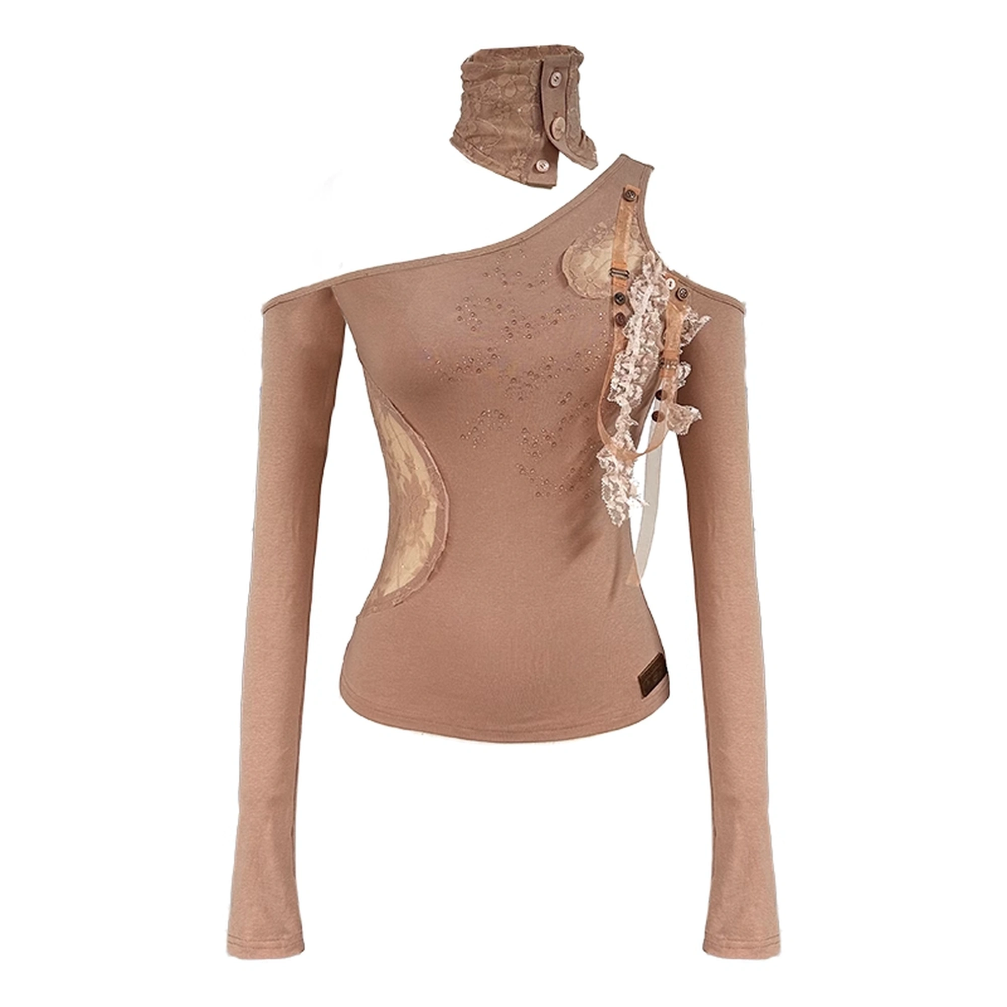 OPEN_AESTHETIC_Original_Design_One_Shoulder_Asymmetric_Women_Solid_Mauve_S_M_L_T-Shirt_MISSTT