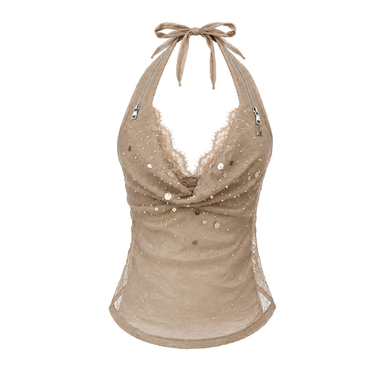 OPEN_AESTHETIC_Sequin_Lace_Spliced_Plunging_V_Faux_Two_Piece_Women&