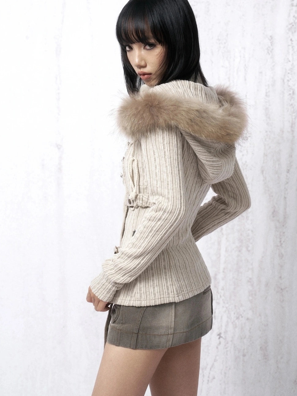 OPEN AESTHETIC Soft Knit Cotton Striped Slim Zip Up Long Sleeve Cardigan Women Vintage Hoodies