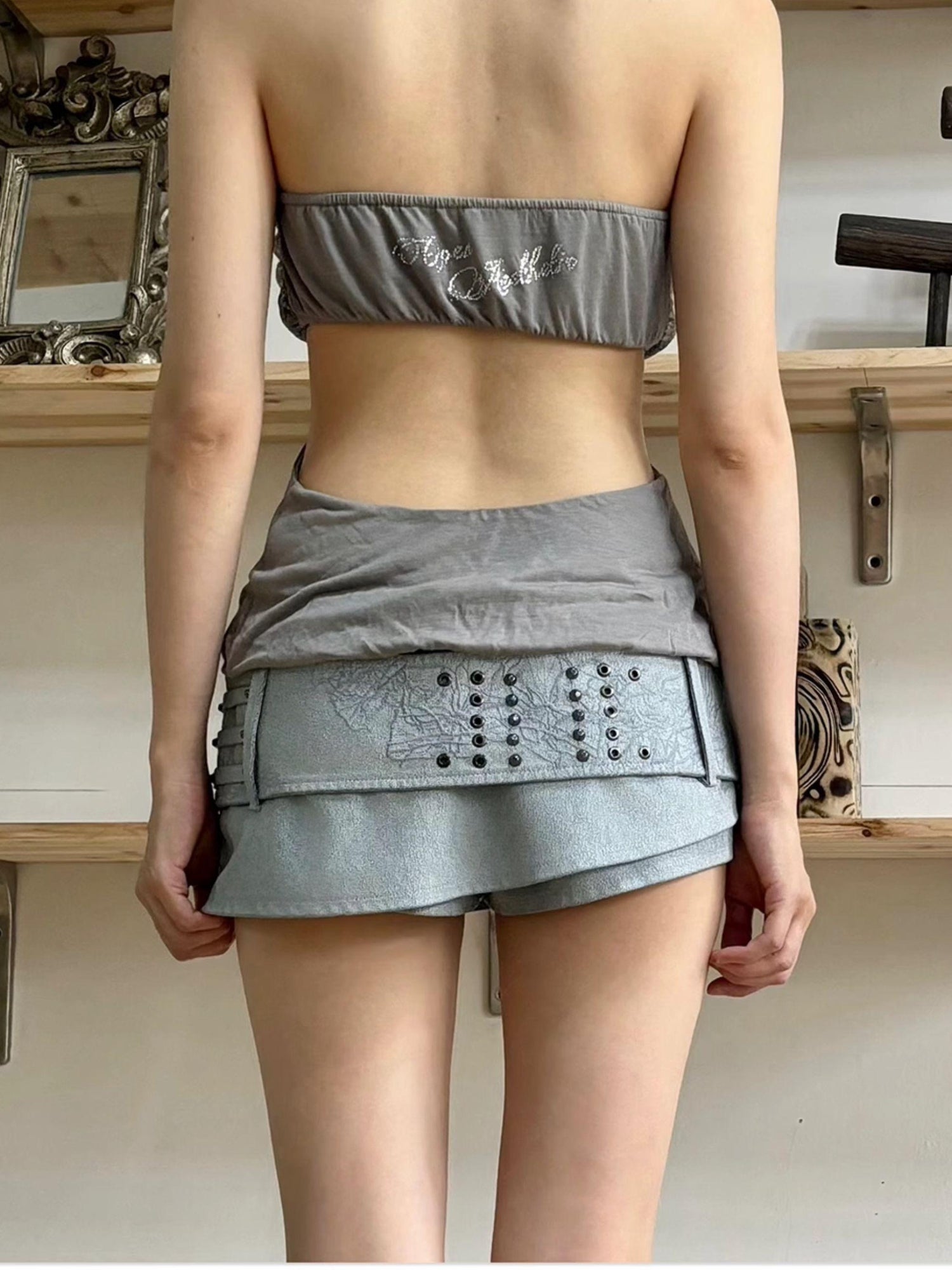 Update OPEN AESTHETIC Tencel Sequin Print Tube Top