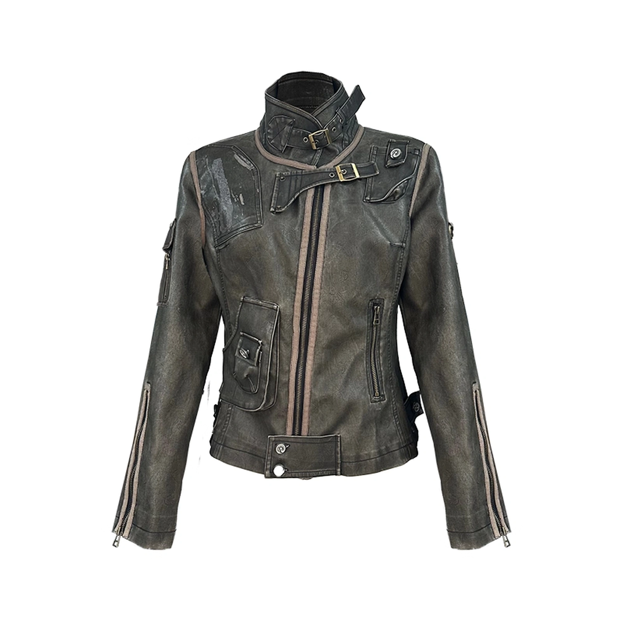 OPEN_AESTHETIC_Washed_Faux_Leather_Distressed_Stand_Collar_Zip_Up_Women_Slim_Fit_Biker_Jacket_MISSTT